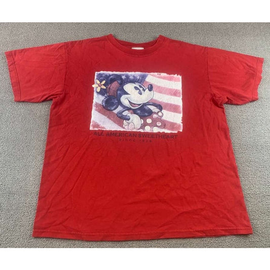 Vintage Disney Minnie Mouse Size M Red Mickey Mouse All American TShirt 4th July