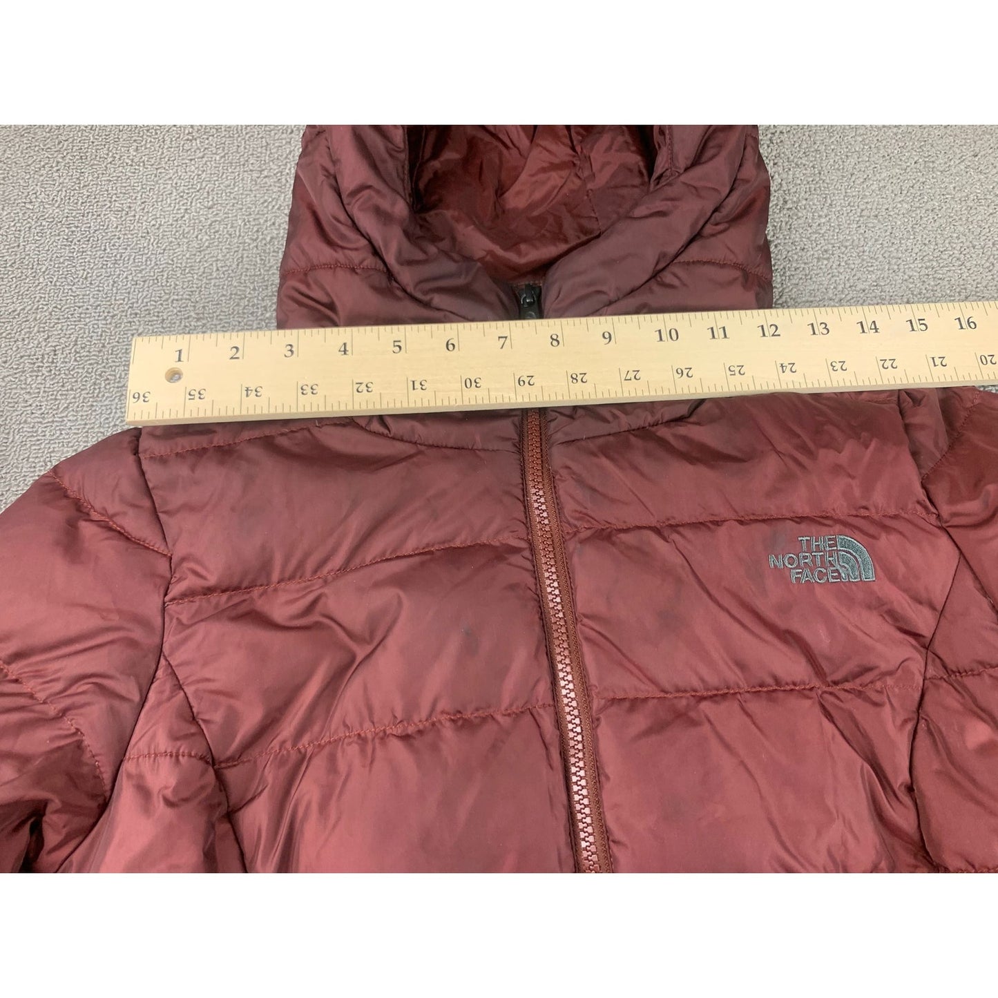 The North Face Women's Small Burgundy Red Hooded Puffer Down Jacket