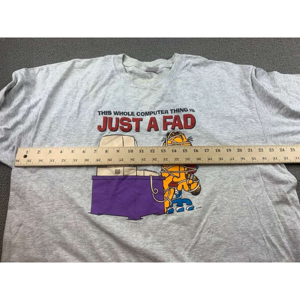 Garfield “Just a Fad” Graphic Tee Anvil 2XL Gray Y2K 90s/00s Double Stitch