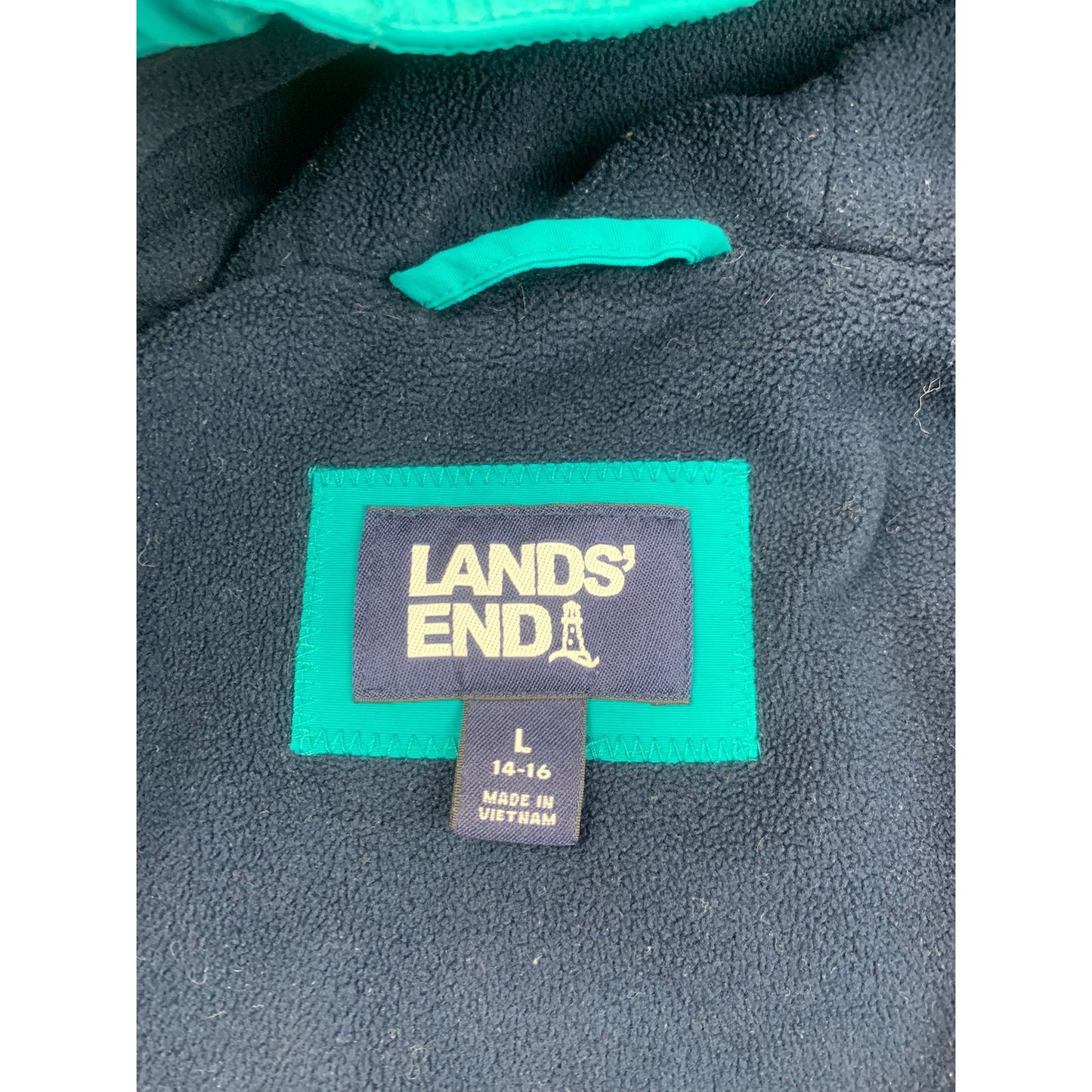 Lands' End Boy's Large 14-16 Orange Blue Teal Waterproof Hooded Parka Jacket