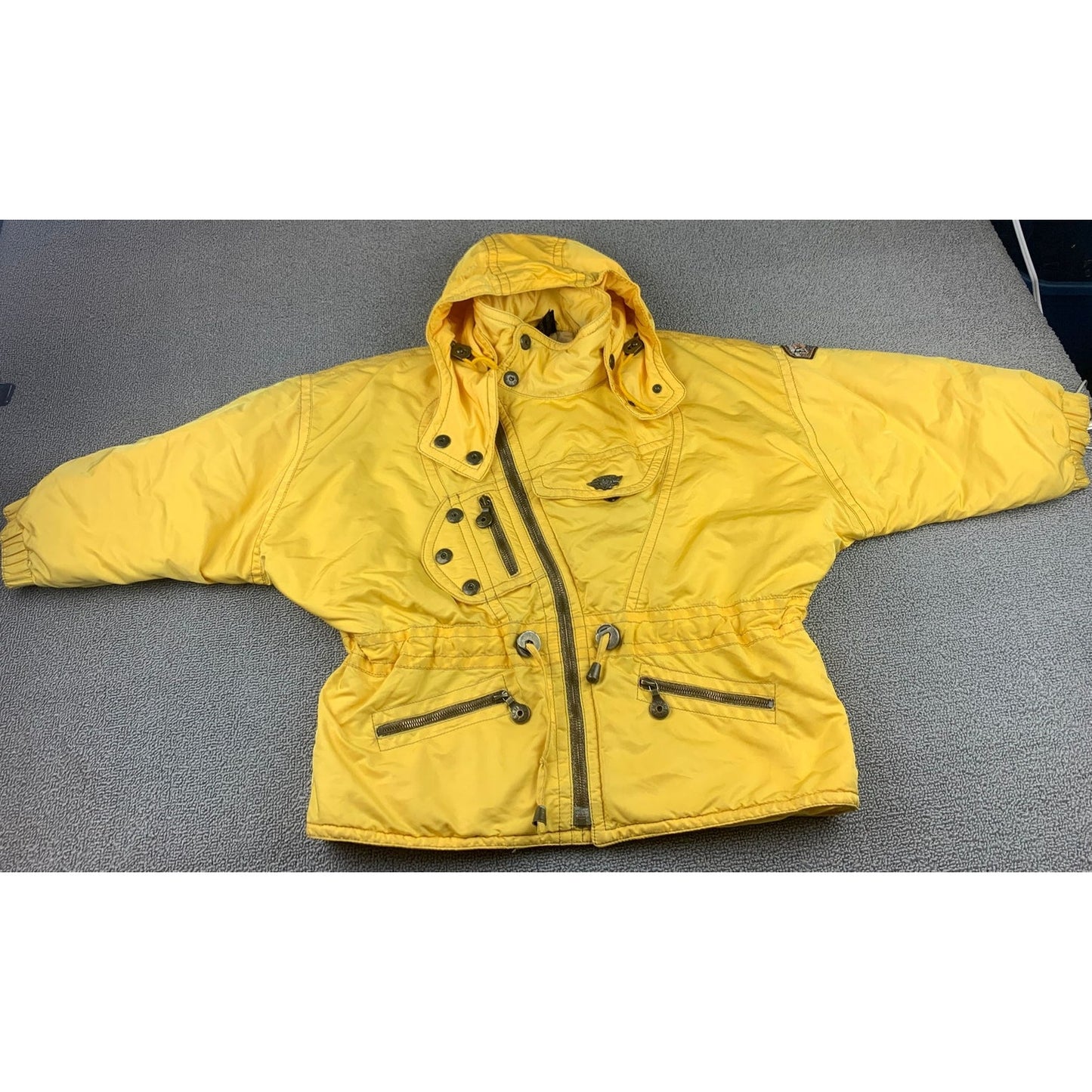 Emmegi Women's S Yellow Vintage Jacket With Hood Emblem And Patch