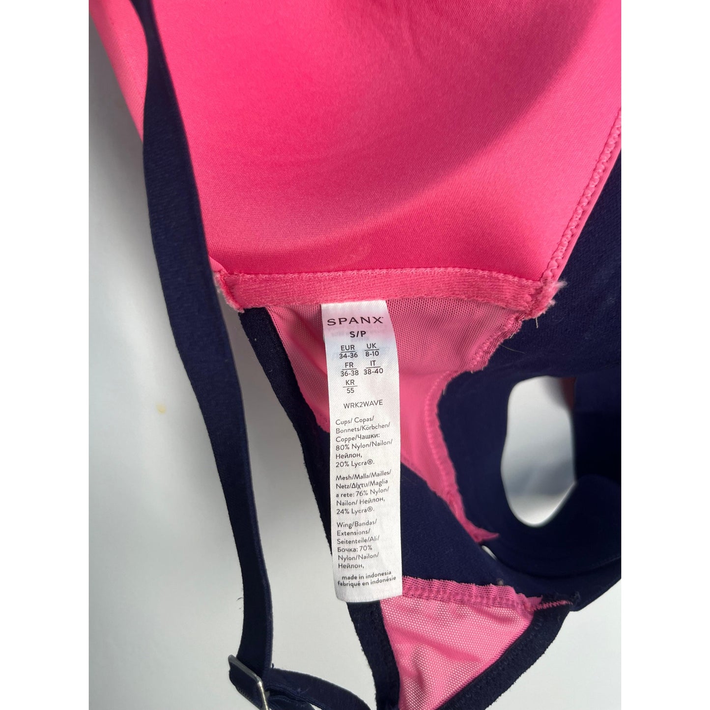 Spanx Bralette Women S Pink Navy Striped Wireless Padded Stretch Bra