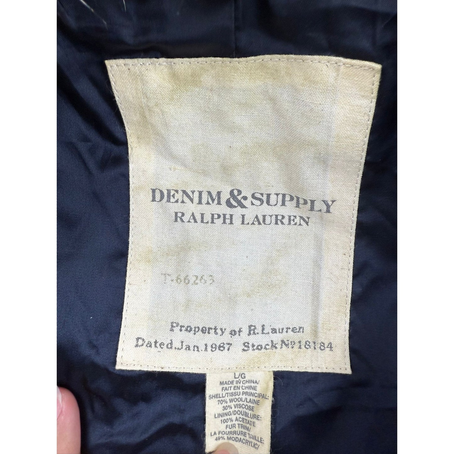 Denim & Supply Ralph Lauren Women's Large Wool Plaid Faux Fur Trimmed Jacket