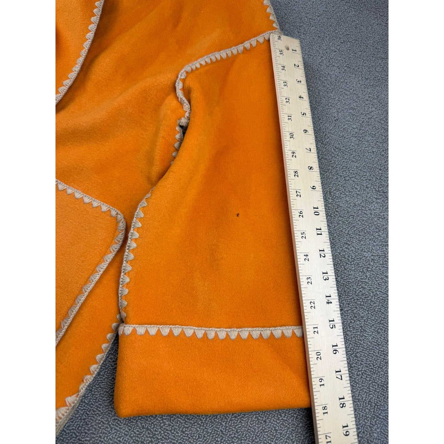 Doggy Qin Women's Small Orange Textured Edge Hooded Pocket Jacket