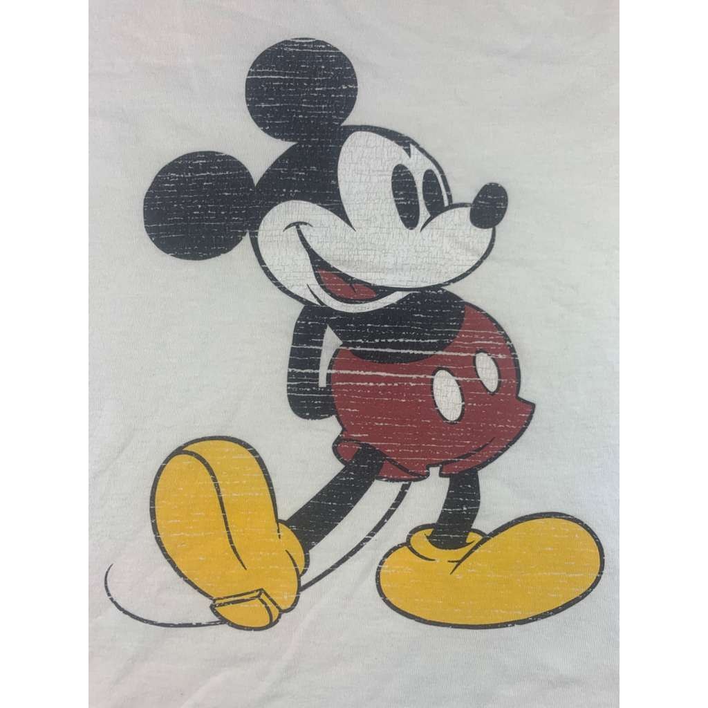 Vintage Disney Men's XL White Mickey Mouse Shirt Short Sleeve Ringer T Shirt