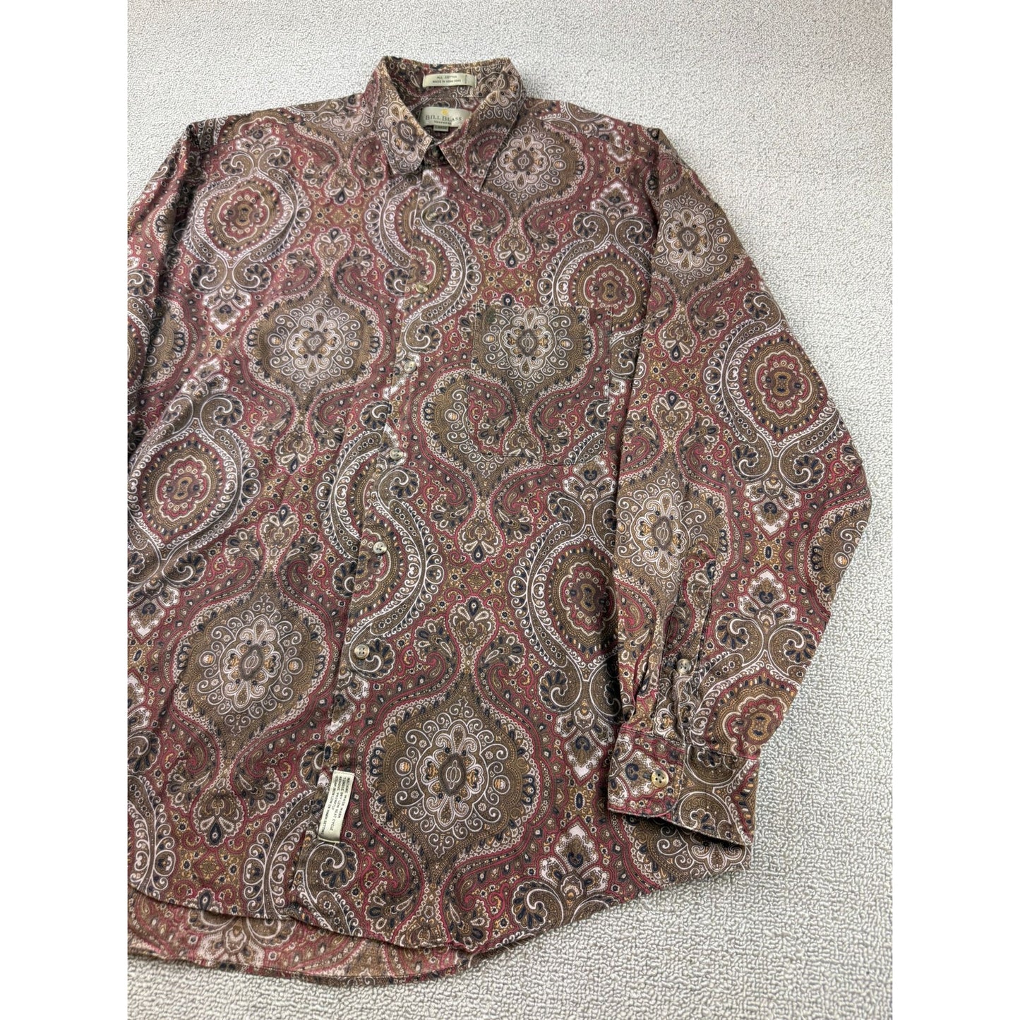Bill Blass Men Large Multicolor Paisley Button Down Shirt