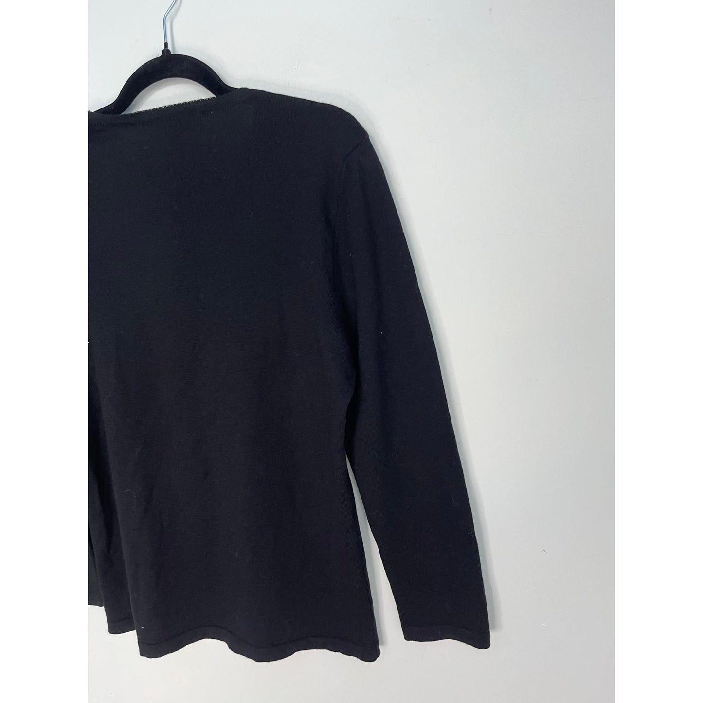 Carolina Herrera Floral Embellished Sweater Women L Black Embroidered Italy