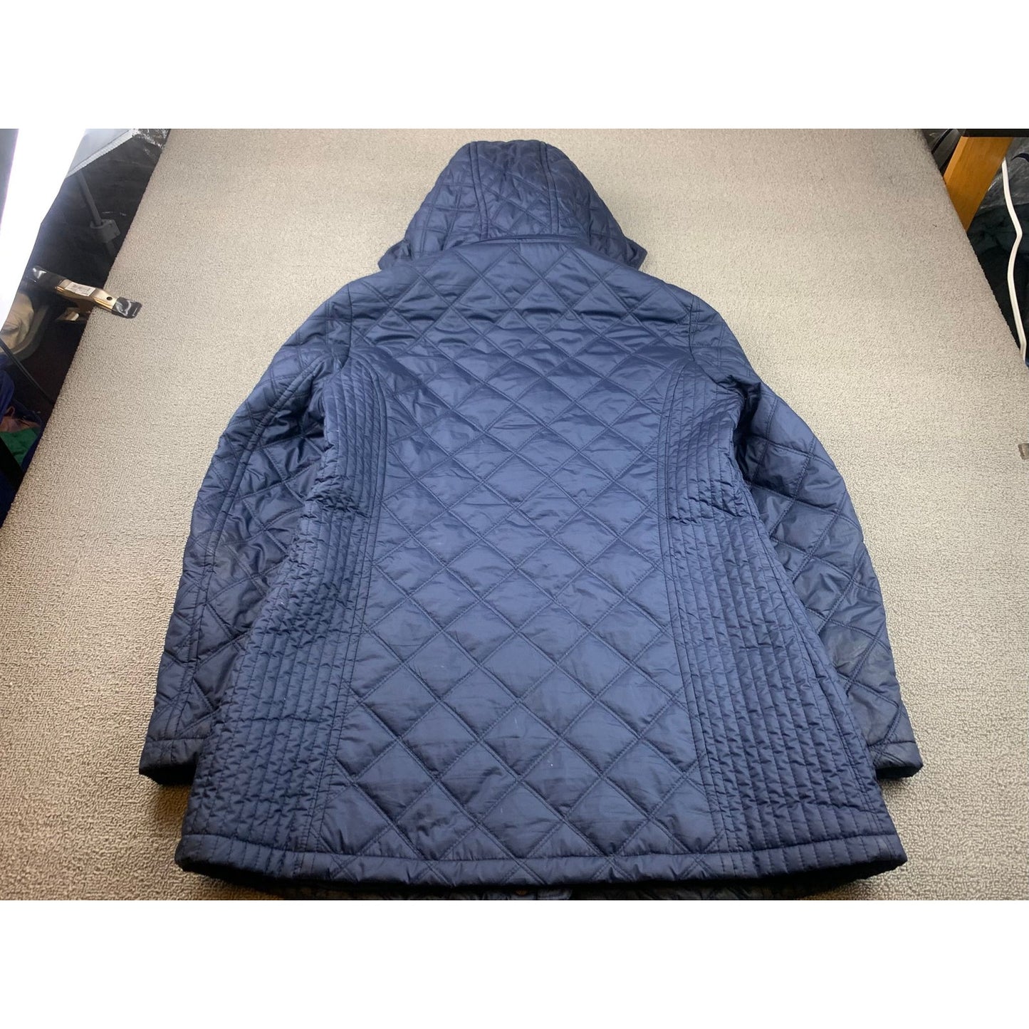 Andrew Marc New York Womens Large Blue Down Quilted Puffer Coat