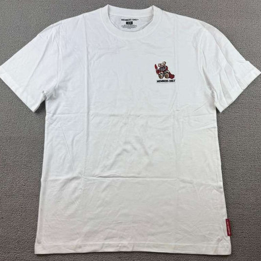 Members Only Graphic T Shirt Mens M White Bloody Bear Knife Logo Cotton