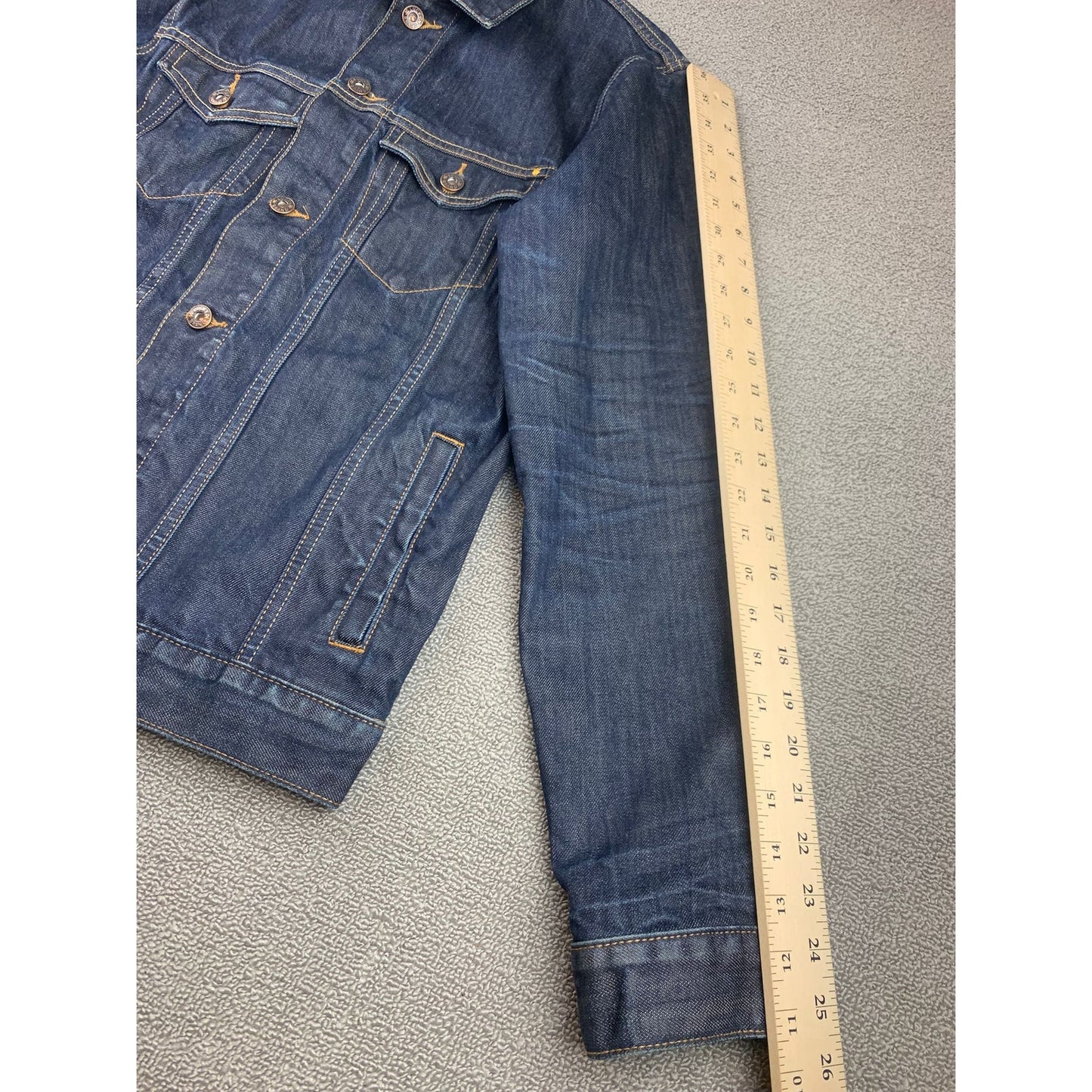 Lucky Brand Men’s Small Lakewood Blue Denim Jacket Trucker Style Button Up