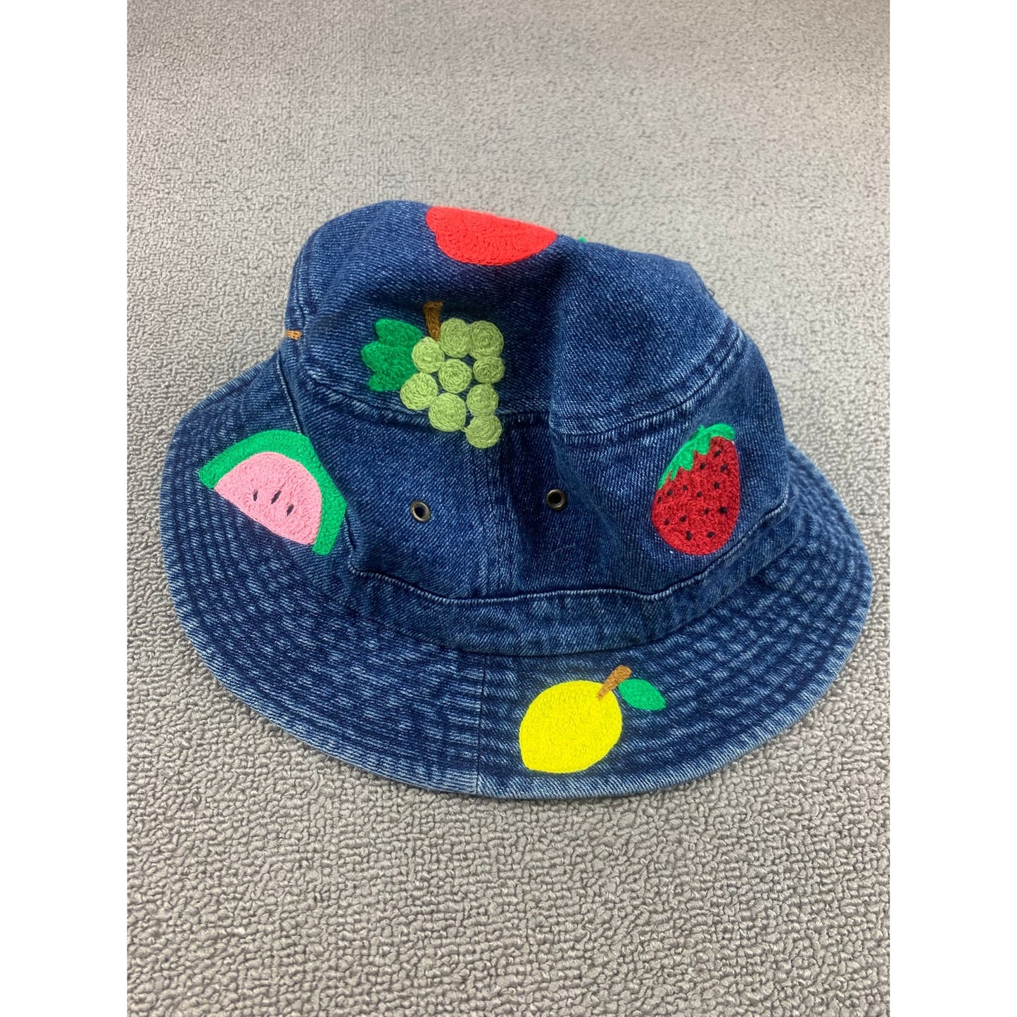 Unbranded One Size Blue Denim Fruit Bucket Hat Casual Retro