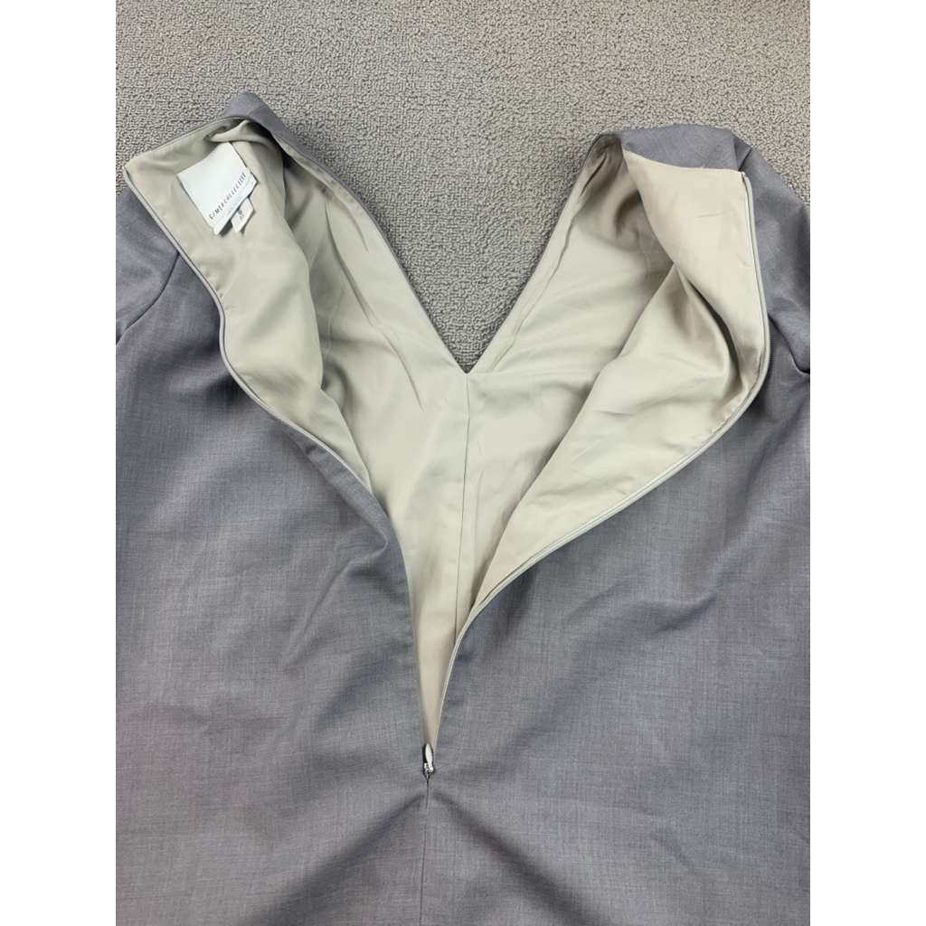 C/MEO Collective Shift Dress Sample Women S Gray V Neck Long Sleeve Minimalist