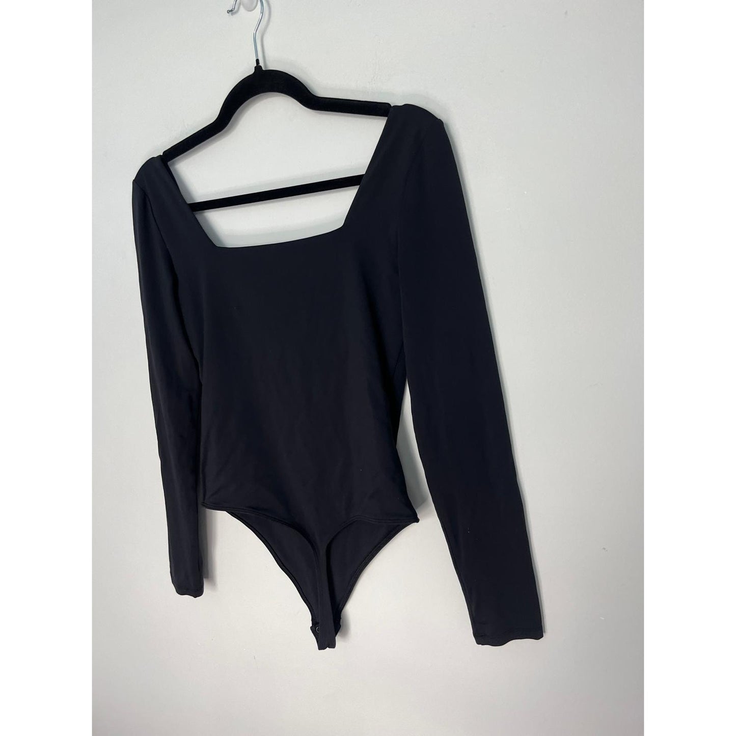 Babaton Contour Bodysuit Women M Black Square Neck Long Sleeve Stretchy