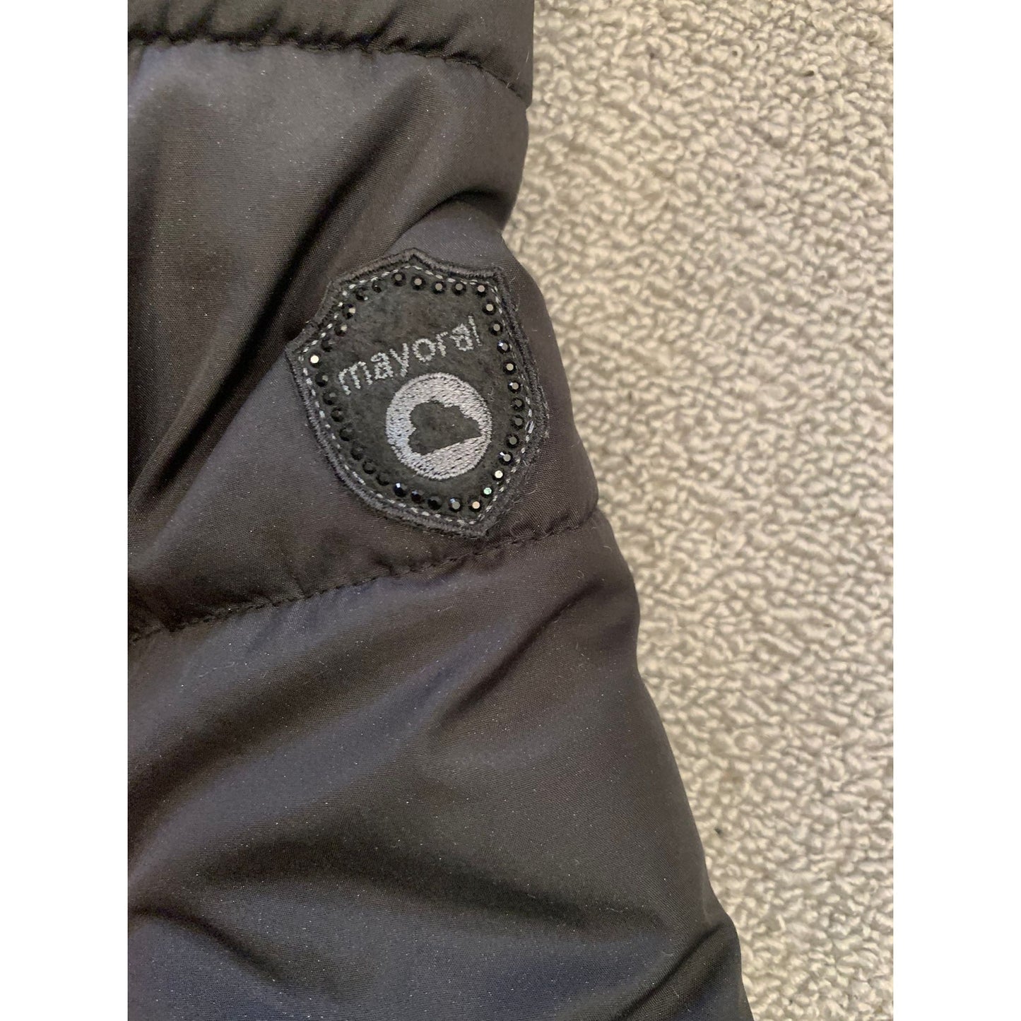 Mayoral Girl's Size 10 Black Hooded Puffer Jacket With Faux Fur