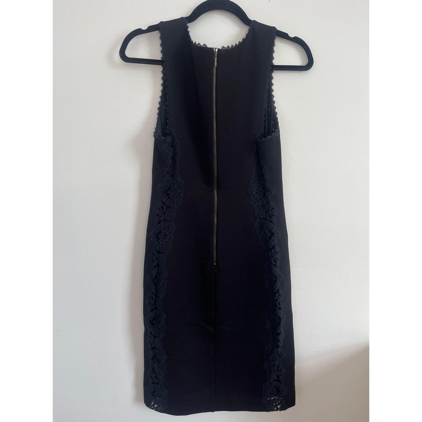 Rebecca Taylor Mini Dress Women 6 Black Lace Trim Sleeveless Cocktail