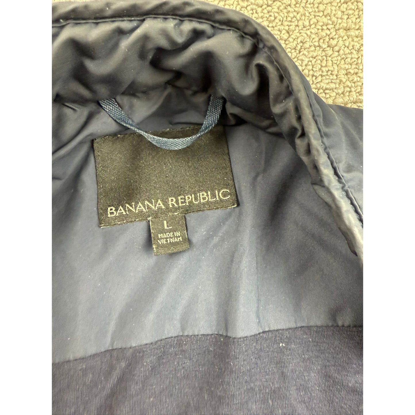 Banana Republic Men Large Navy Blue Insulated Quilted Puffer Vest Jacket