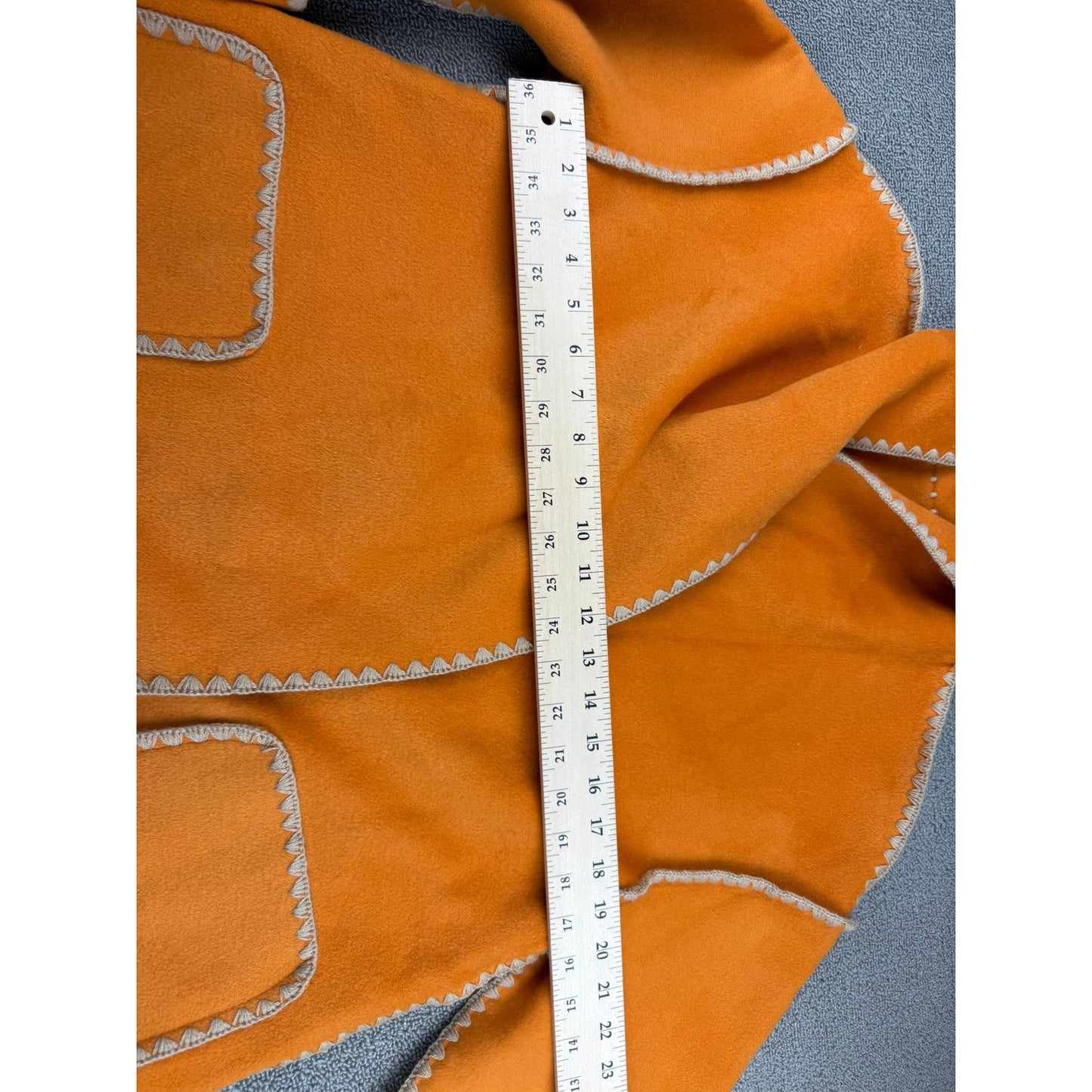 Doggy Qin Women's Small Orange Textured Edge Hooded Pocket Jacket