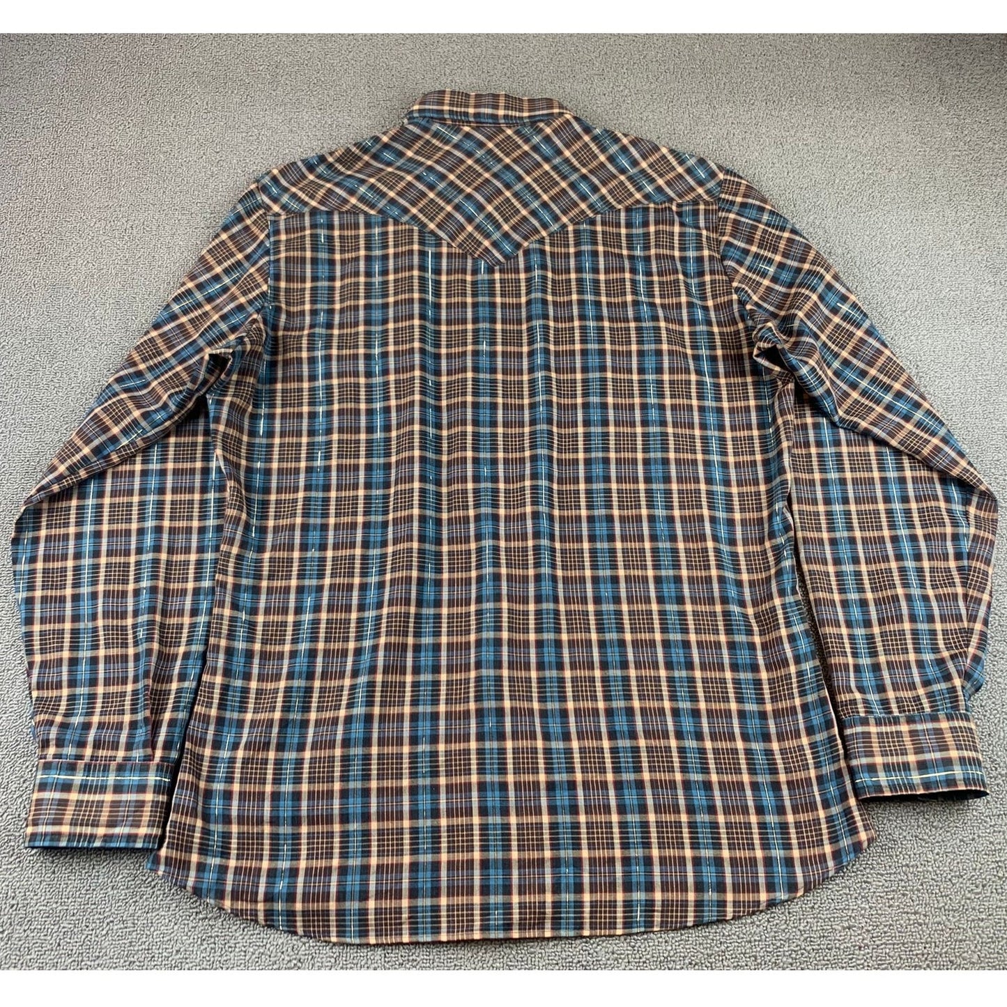 Vintage Levis Western Shirt Men Large Sawtooth Pearl Snap Metallic Stripes Plaid