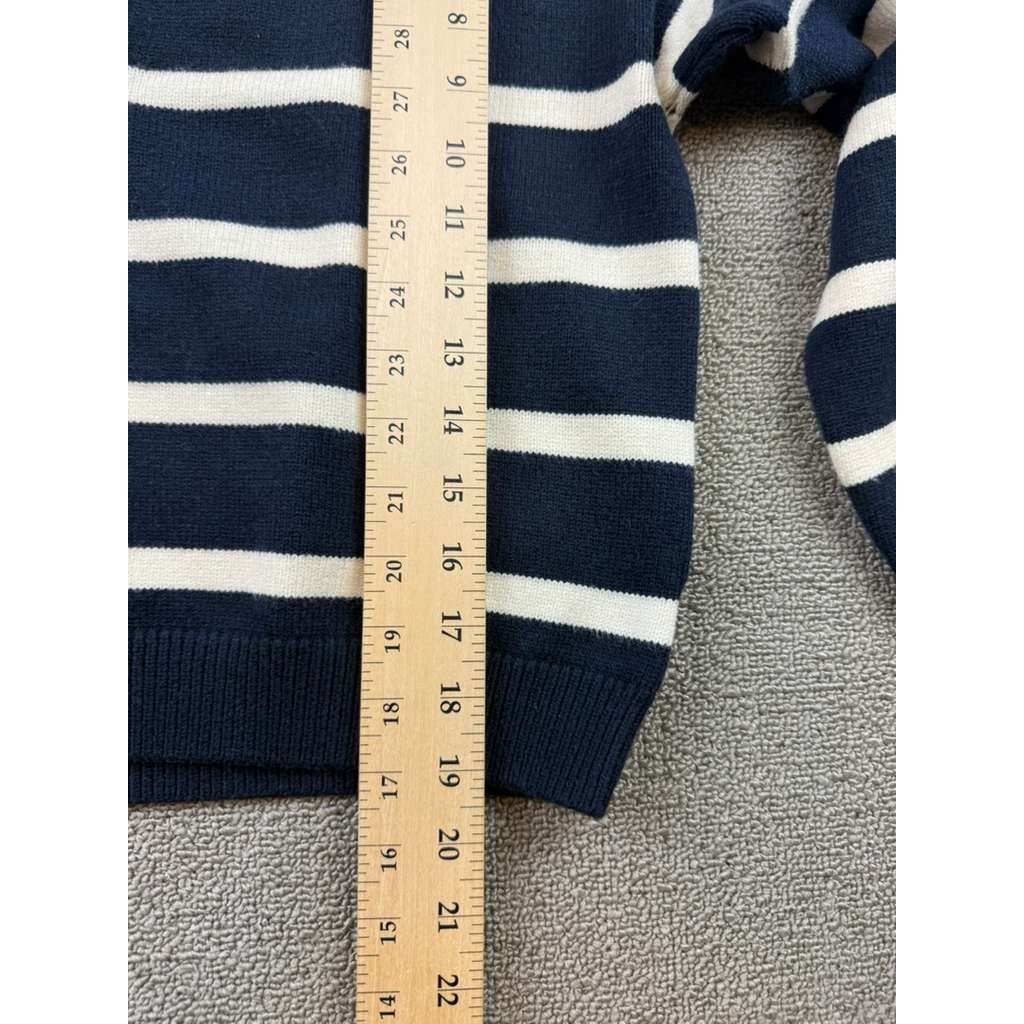 Cotton On Lux Collared Polo Sweater Women S Navy White Stripe Cropped Preppy