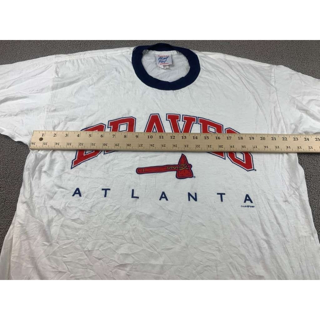 Vintage All Out Fan Apparel XL Atlanta Braves Baseball T Shirt USA Made 1997