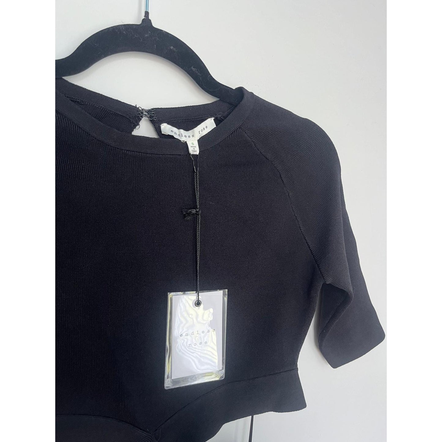 Endless Rose Cutout Bodycon Mini Dress Women Small Black Short Sleeve NWT