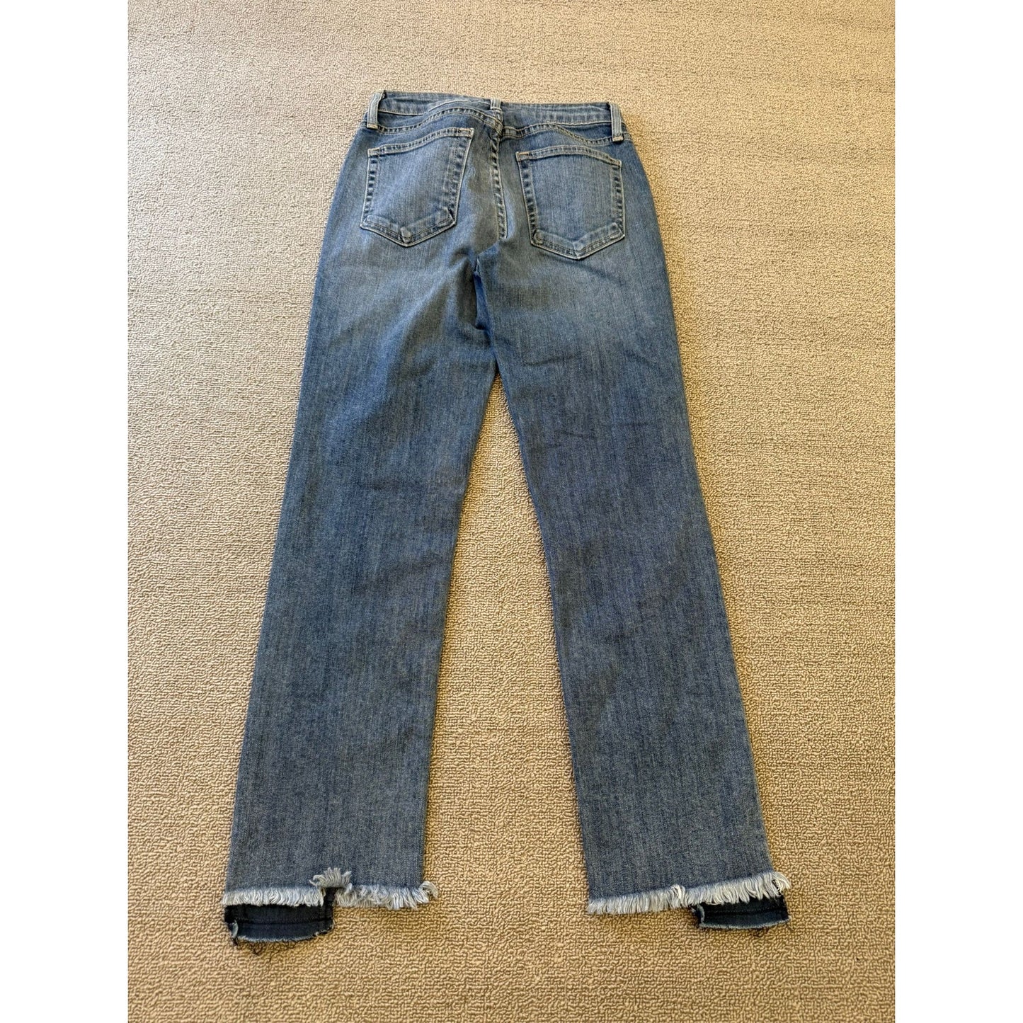 JUSTBLACK Female Light Dark Wash Denim Jeans Size 24 Raw Hem Straight Leg