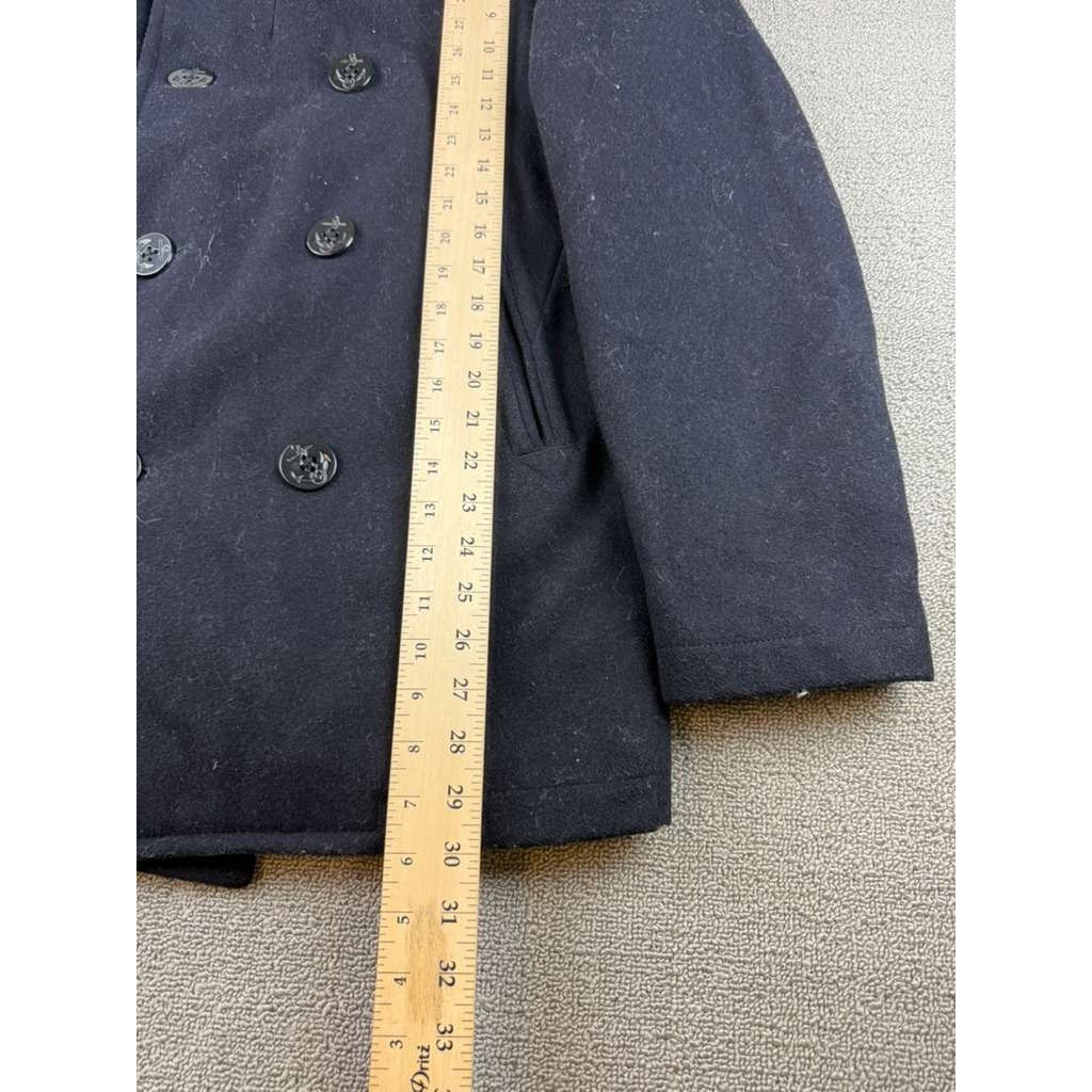 VTG J. Crew Dayswatter Navy Medium Double Breasted Military Peacoat 100% Wool