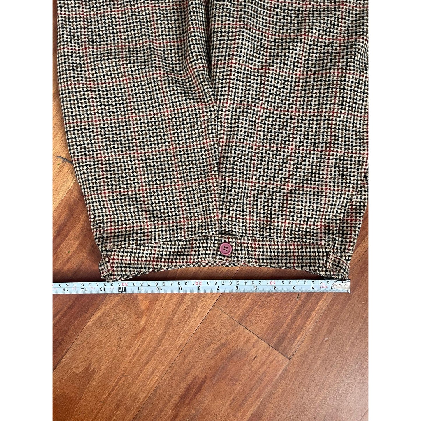 J Galt Plaid Trousers Women Size S Brown Red Straight Leg High Waist