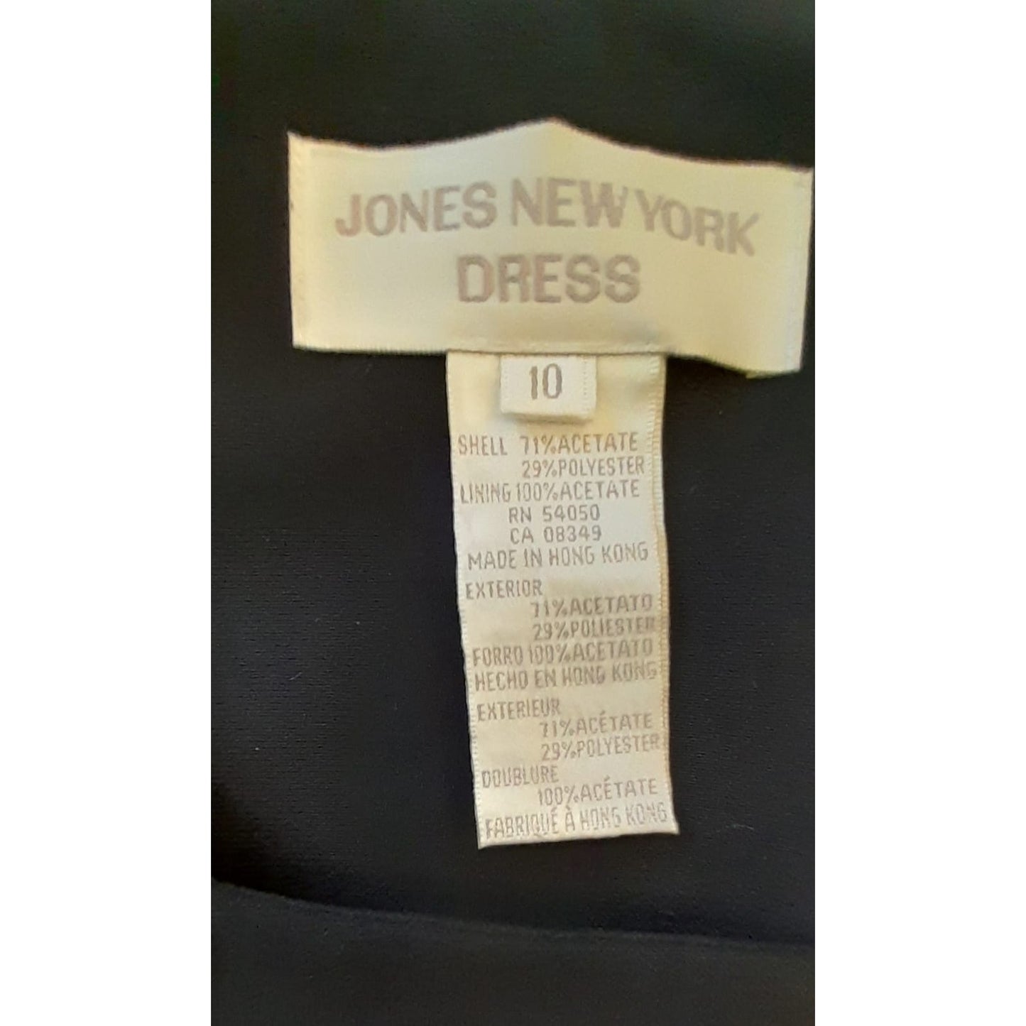 Jones New York Womens Size 10 Black Square Neck Short Sleeve Dress