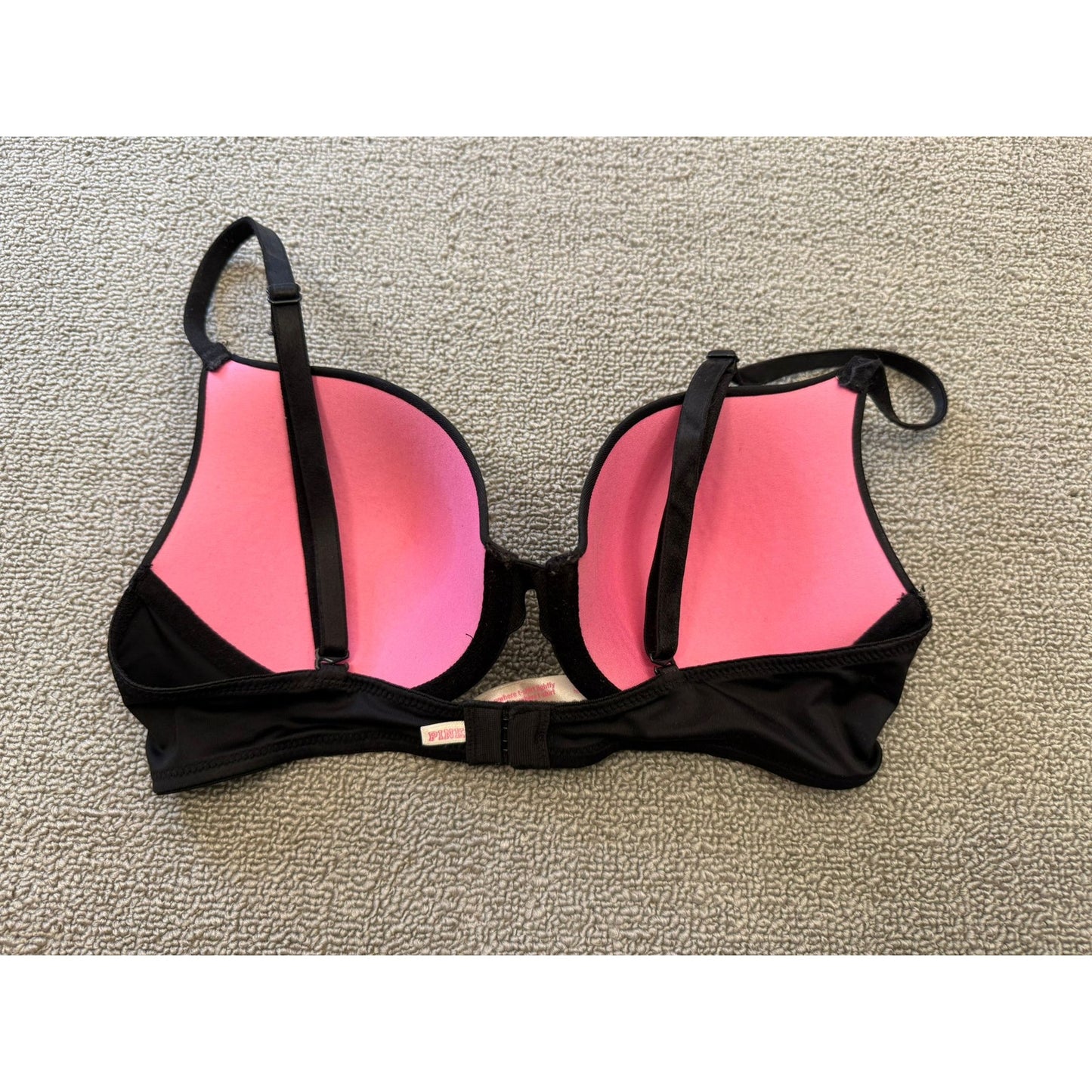 PINK Victoria's Secret Size 34B Black Push-Up Bra Underwire Padded Lingerie