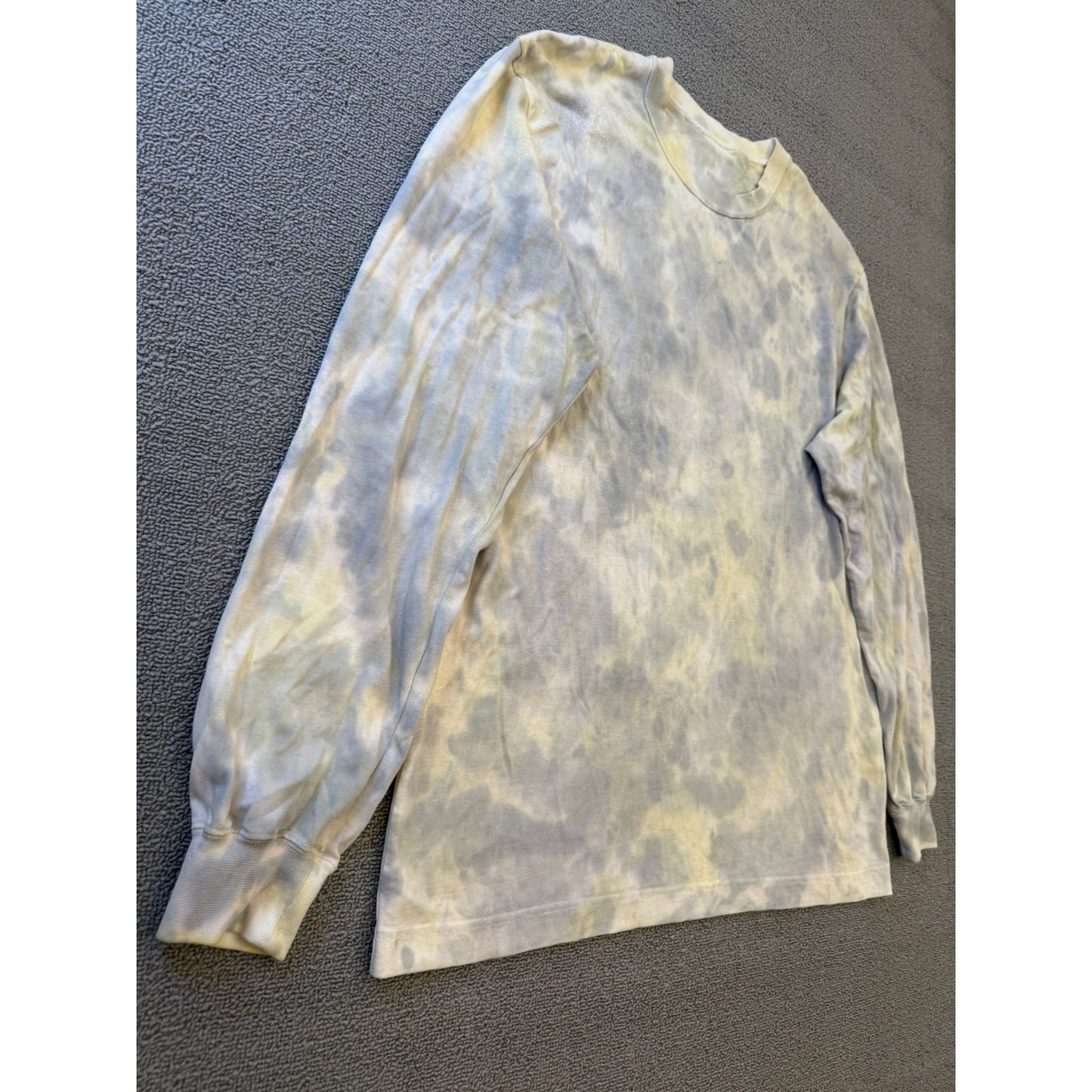 Alexander Wang Sample Mens Grey Cream Tie Dye Long Sleeve Shirt