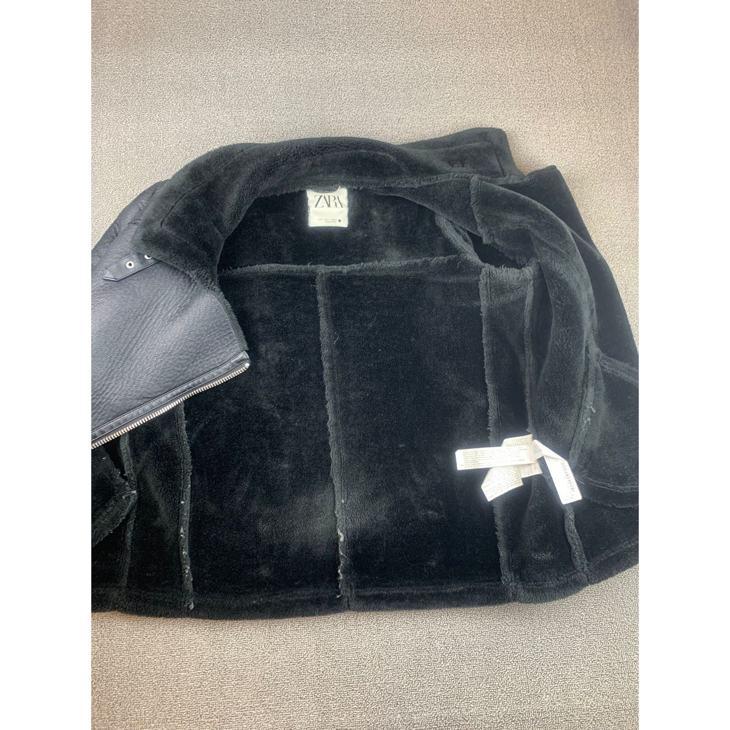Zara Women's Small Black Faux Fur Aviator Jacket