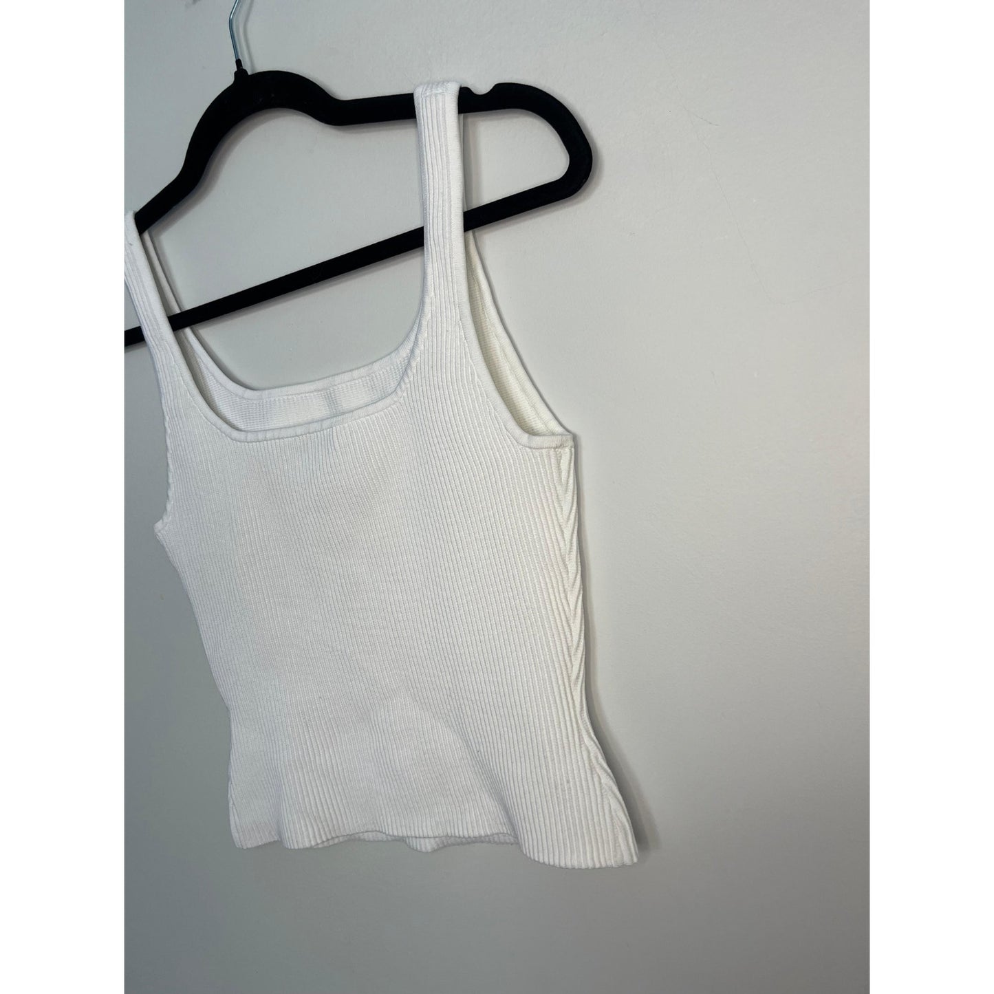 Babaton Ribbed Tank Top Women M White Square Neck Minimalist Stretch