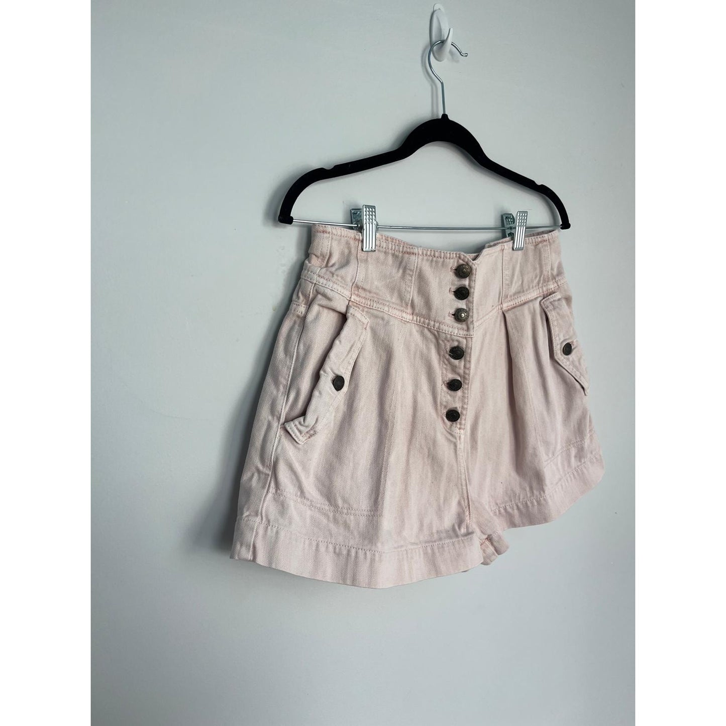 Ulla Johnson Button Front Shorts Women 6 Pink High Rise Utility Cotton