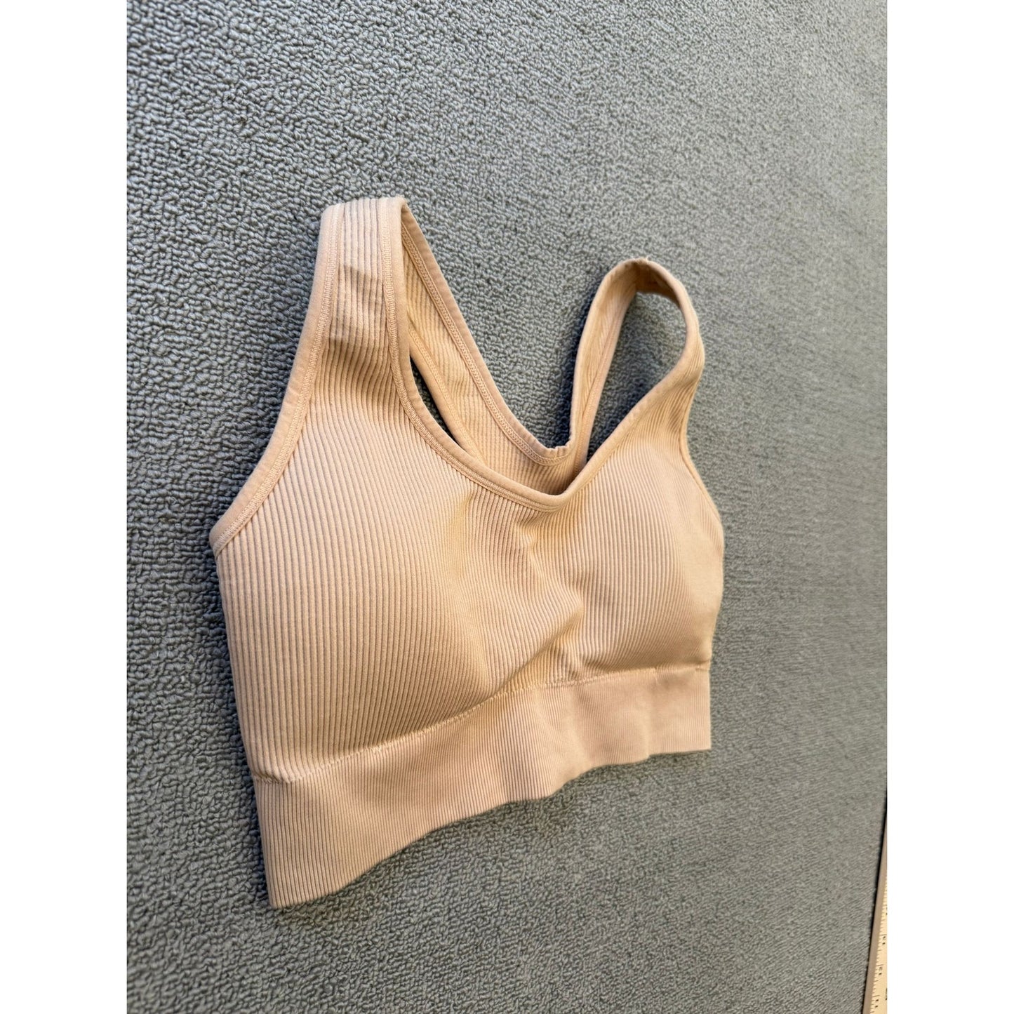 Aerie Women's XL/TG Ribbed Seamless Bralette Top Beige Tan Built-in Bra