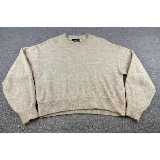 Mango MNG Women's Small Beige Soft Knit Sweater Pullover Crewneck