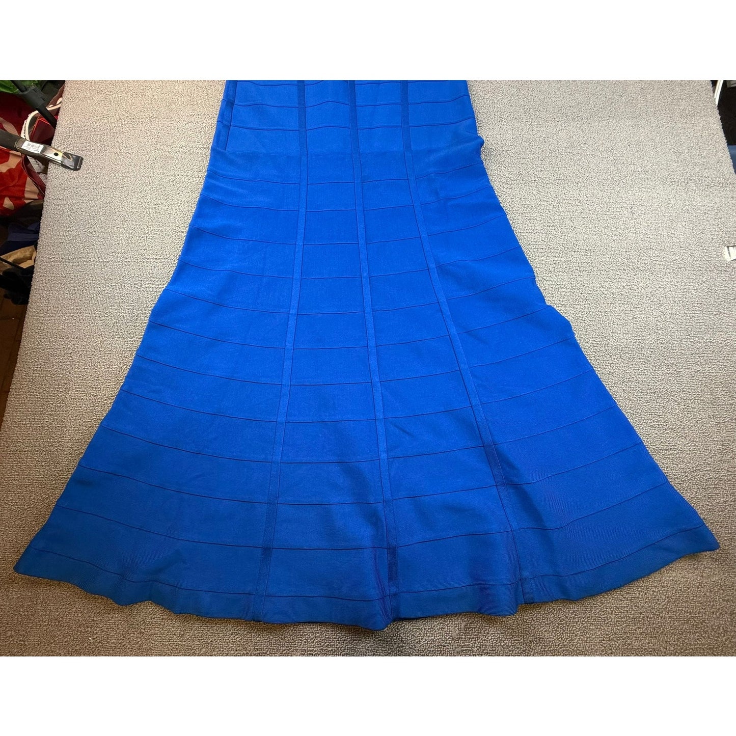 Hervé Léger Women's Medium Blue V Neck Dress Gown