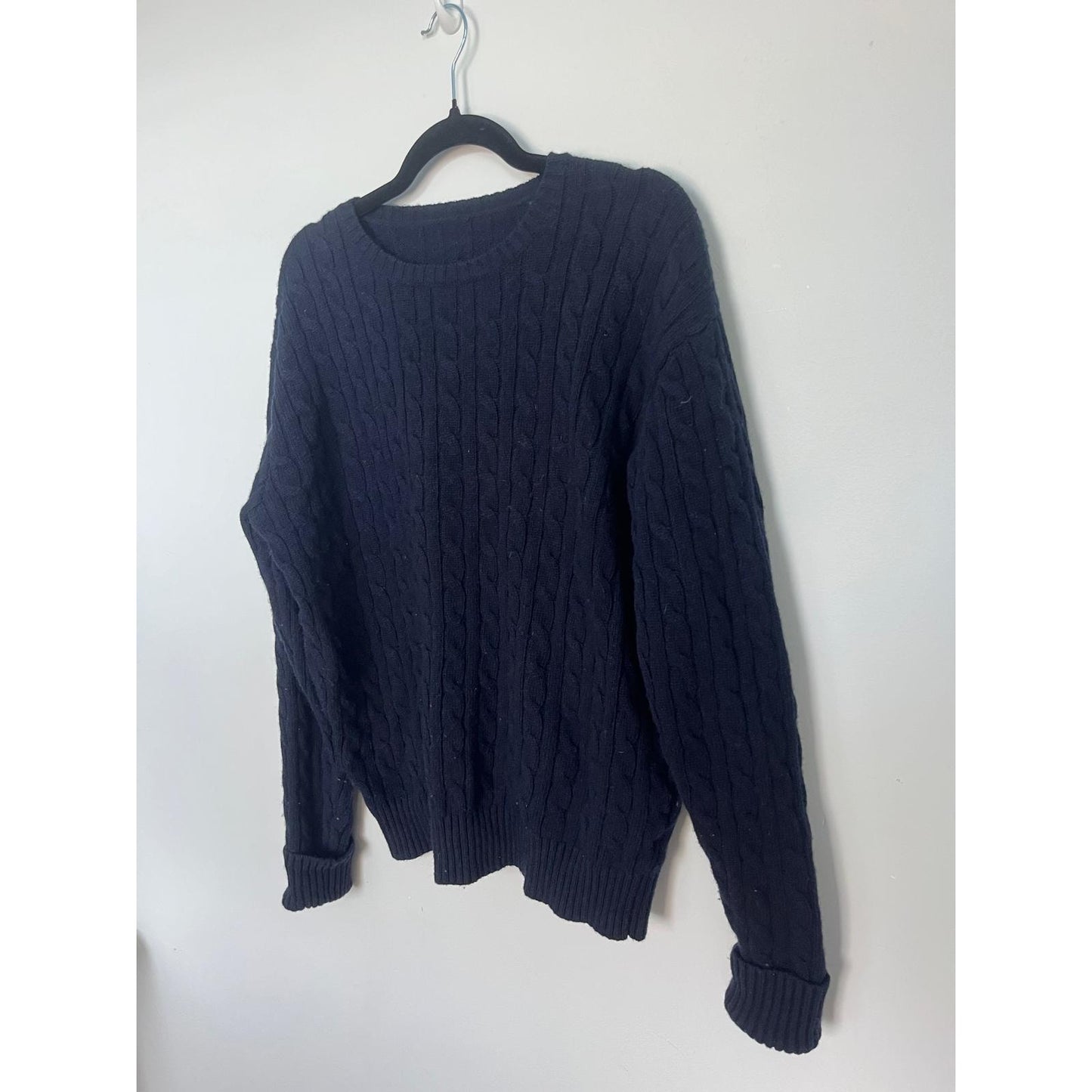 St George Cable Knit Sweater Men S Navy Blue Pullover Classic Winter