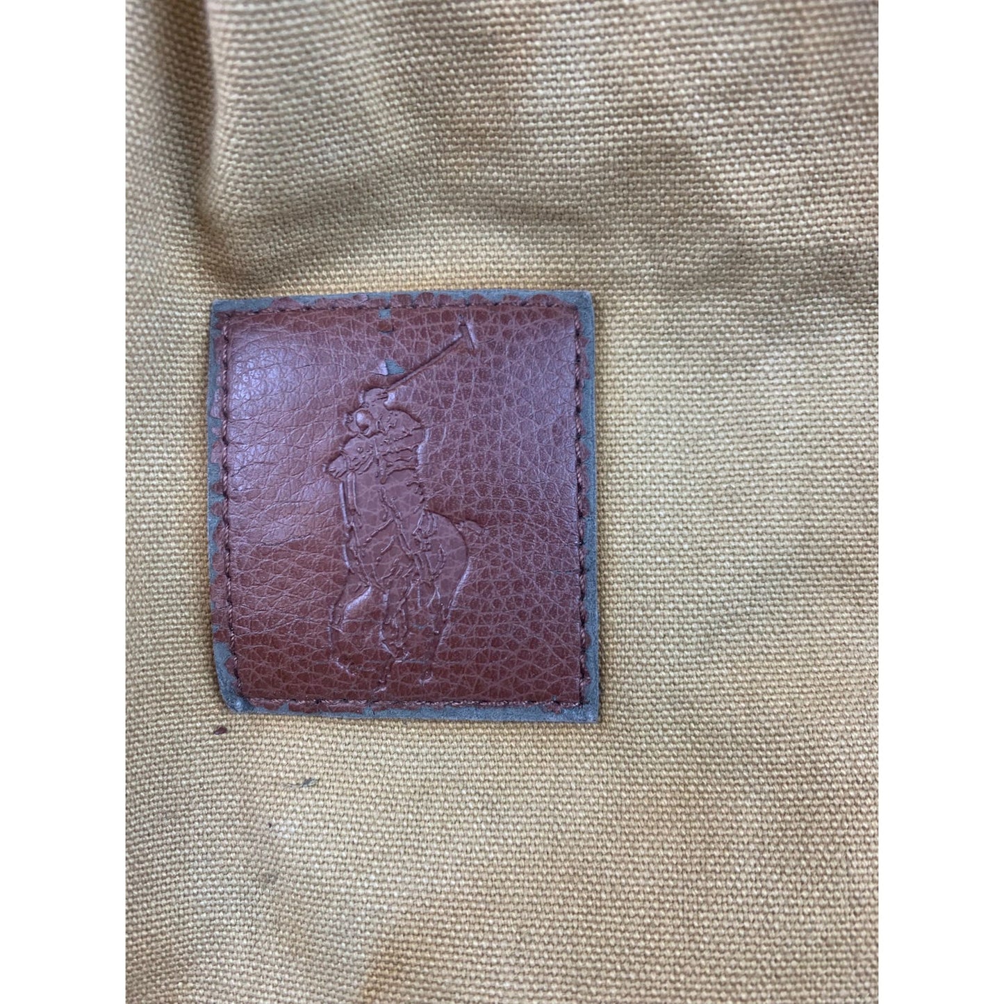 Vintage Polo Ralph Lauren Tan Green Red Stripe Canvas Overnight Duffel Bag
