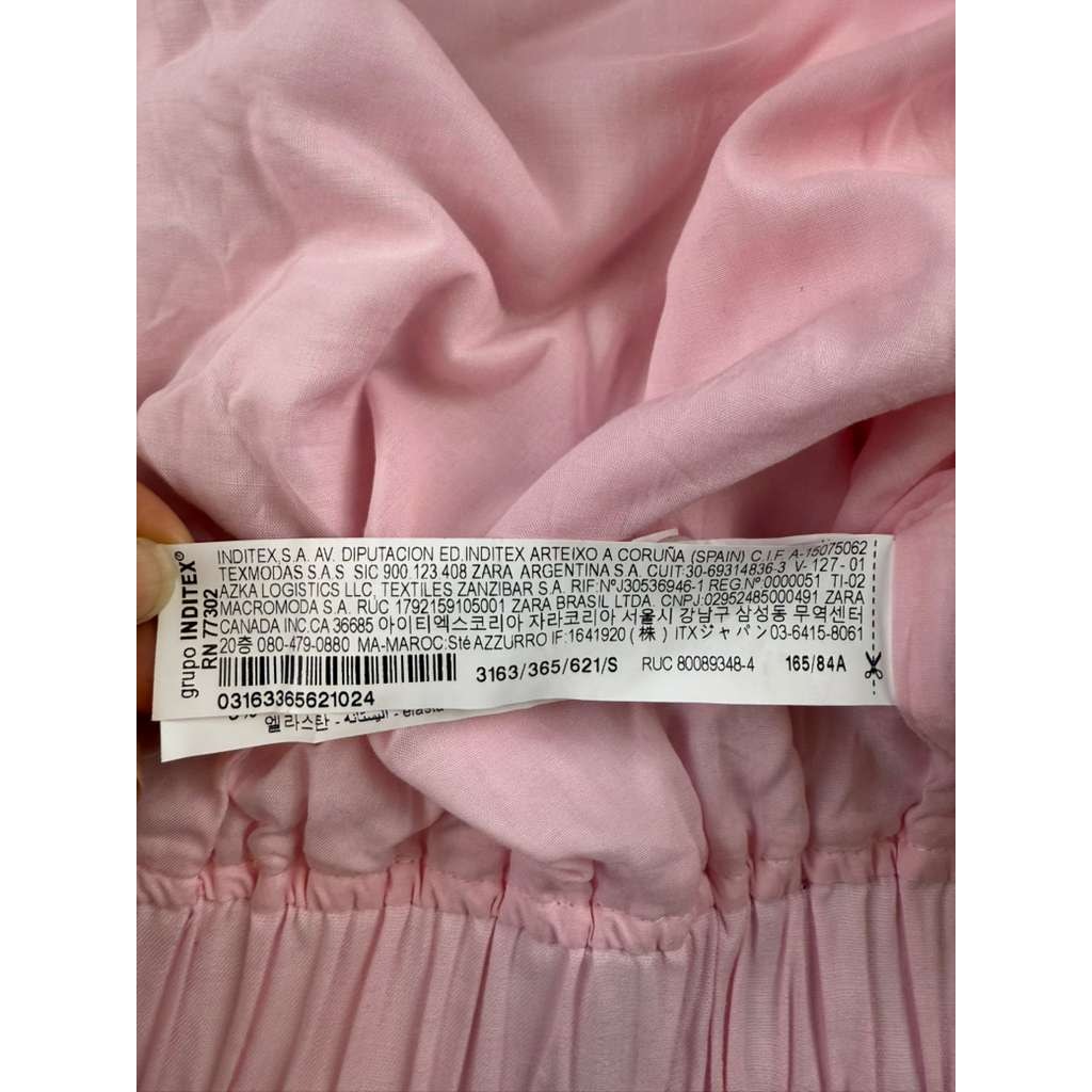 Zara Cropped Jacket Women S Pink Zip Front Elastic Hem Long Sleeve Ribbed Cuffs