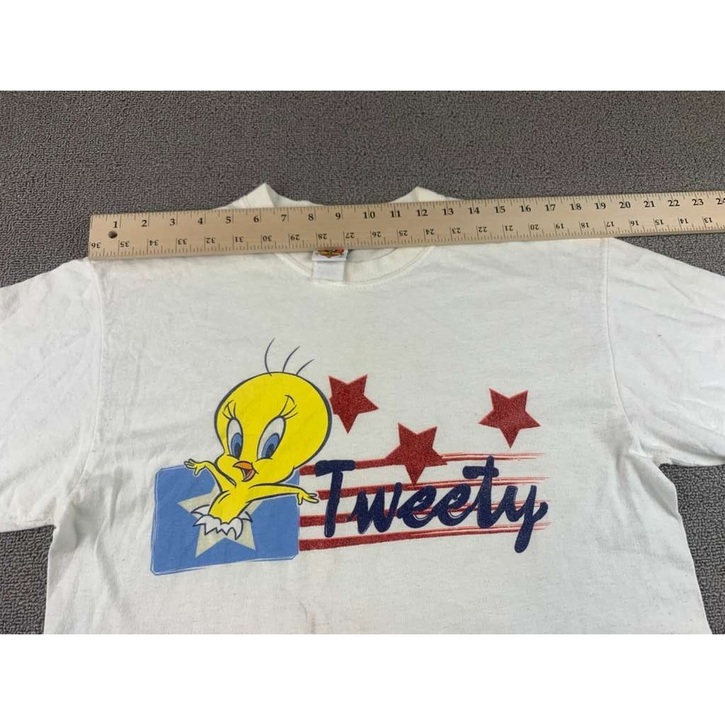 Vintage Looney Tunes Shirt Women's M Tweety Bird American Fireworks Star Cartoon