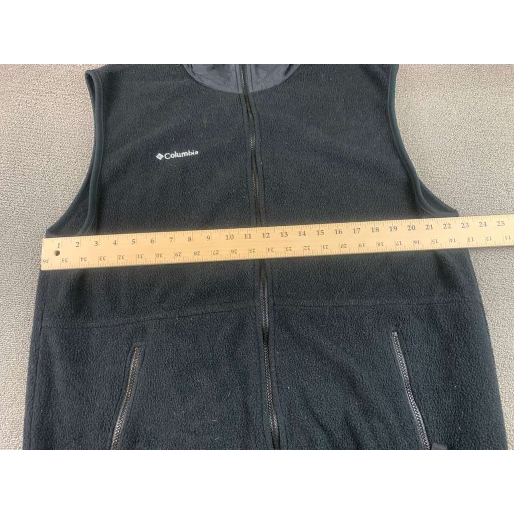 Columbia Fleece Vest Men's Tall L Black Full Zip Made in USA Y2K F00