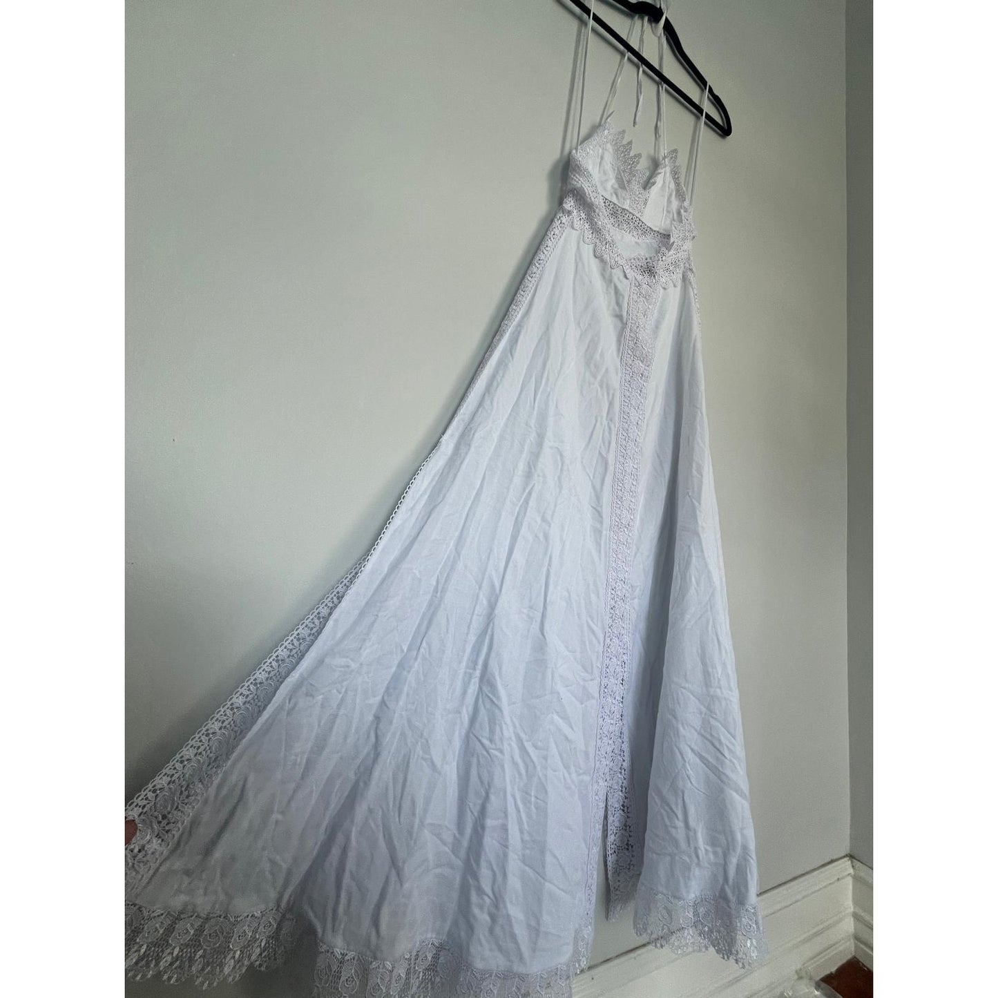 Charo Ruiz Ibiza Lace Maxi Dress Women XS White Boho Eyelet Summer Beach