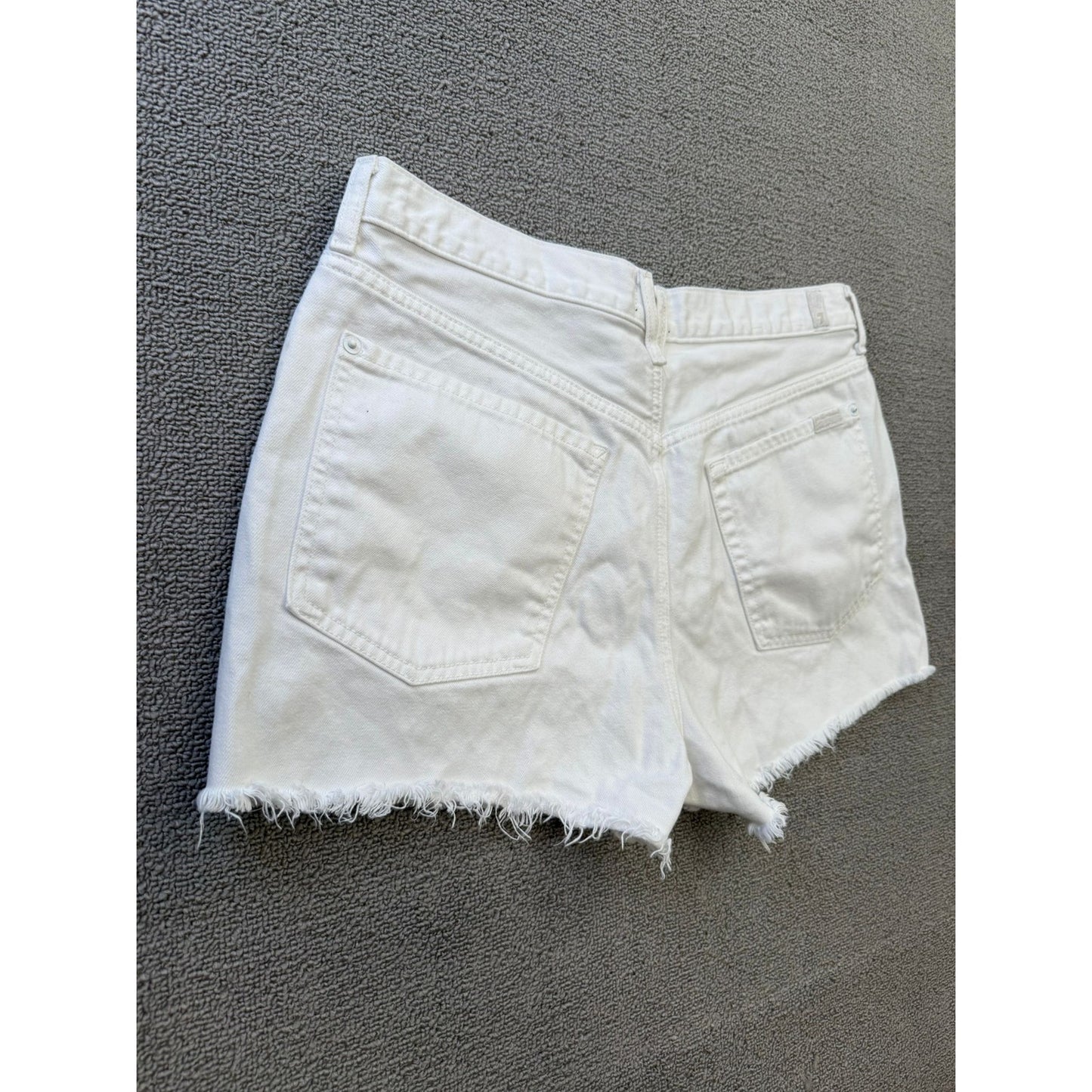 7 FOR ALL MANKIND Women Size 30 White Raw Hem Shorts