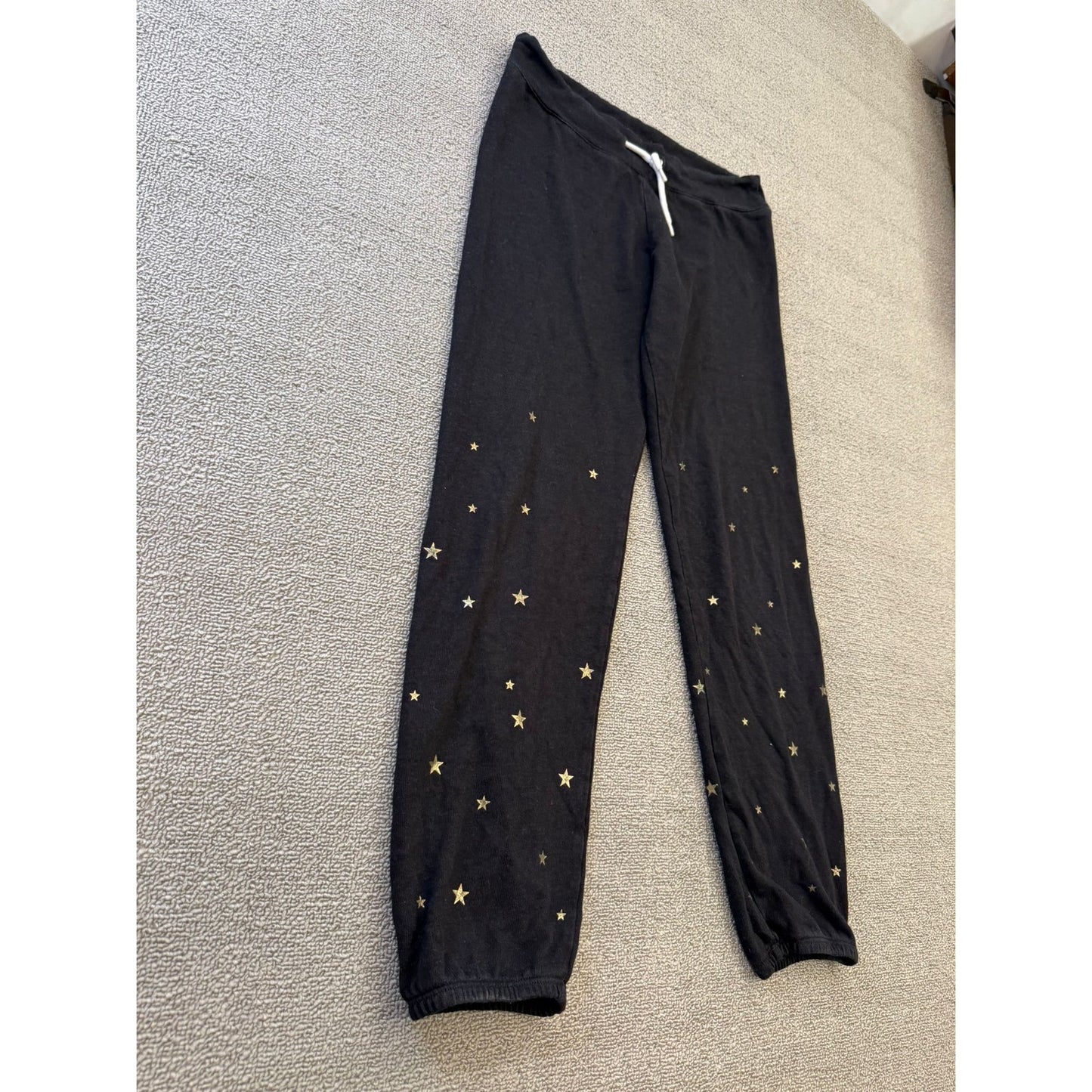 Monrow Women's XS Black Joggers Gold Star Print Sweat Pants