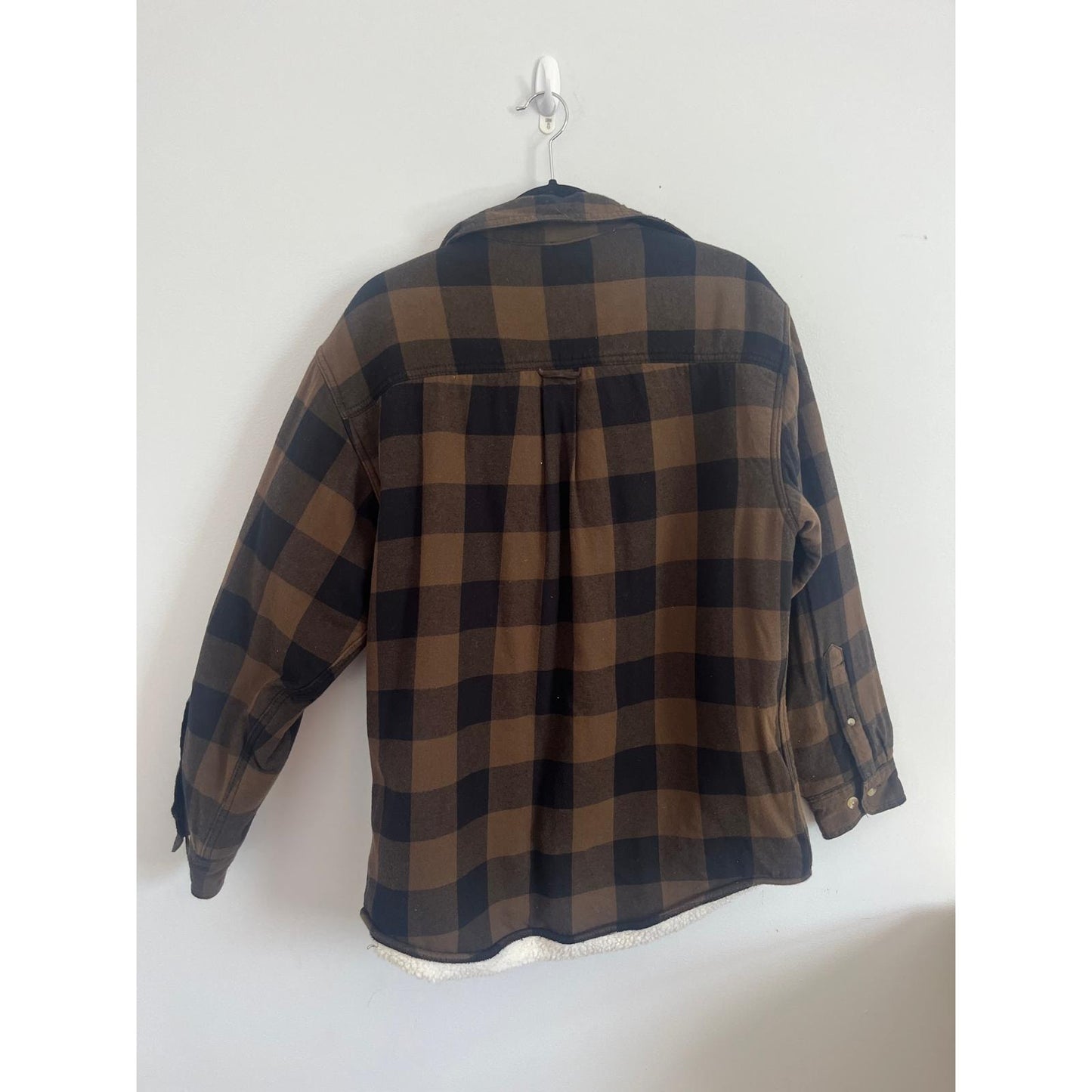 Red Head Shirt Jacket Men M Brown Black Buffalo Plaid Sherpa Lined Flannel