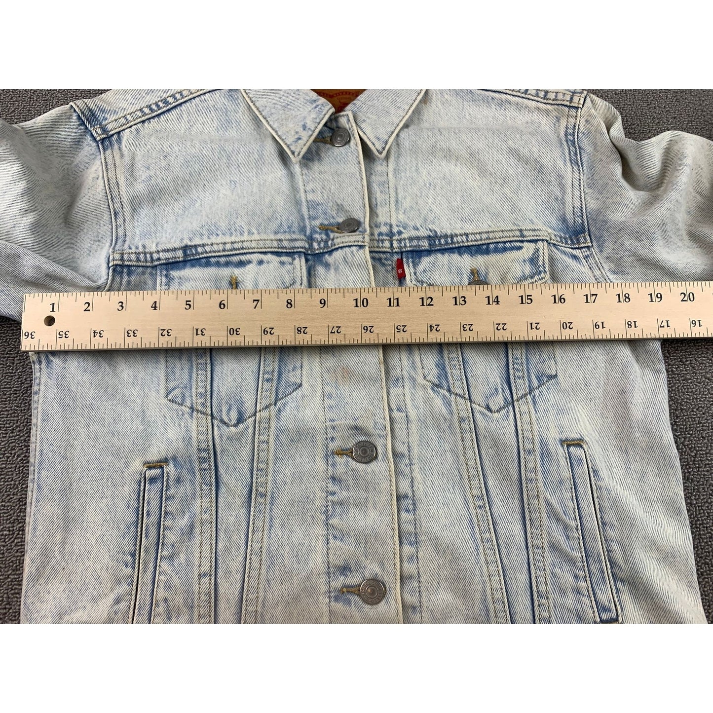 Levis Red Tab Jacket Size S Distressed Western Trucker Denim Washed Jacket