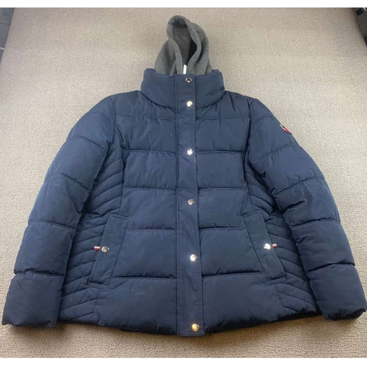 Tommy Hilfiger Women Size Large Puffer Jacket Hooded Lightweight Blue