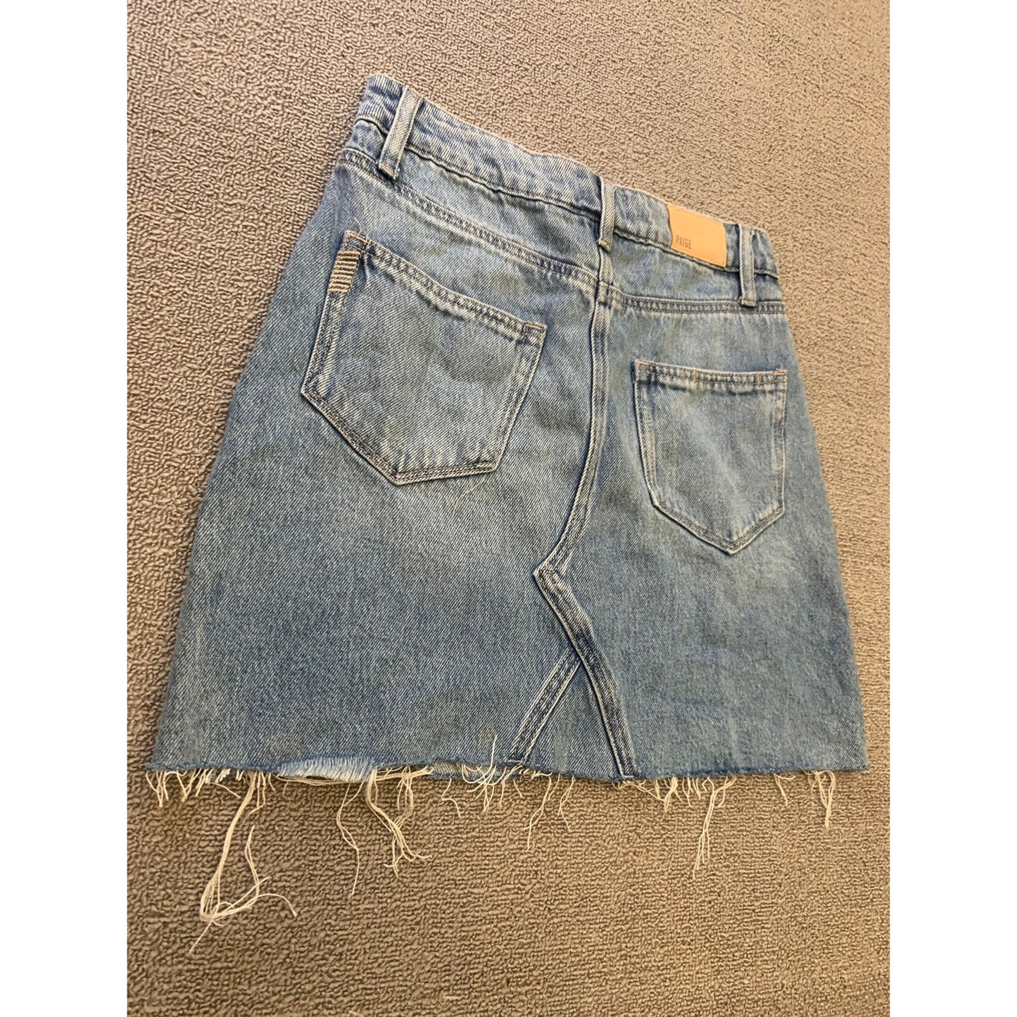 Paige Women 25 Blue Distressed Raw Hem Denim Mini Skirt