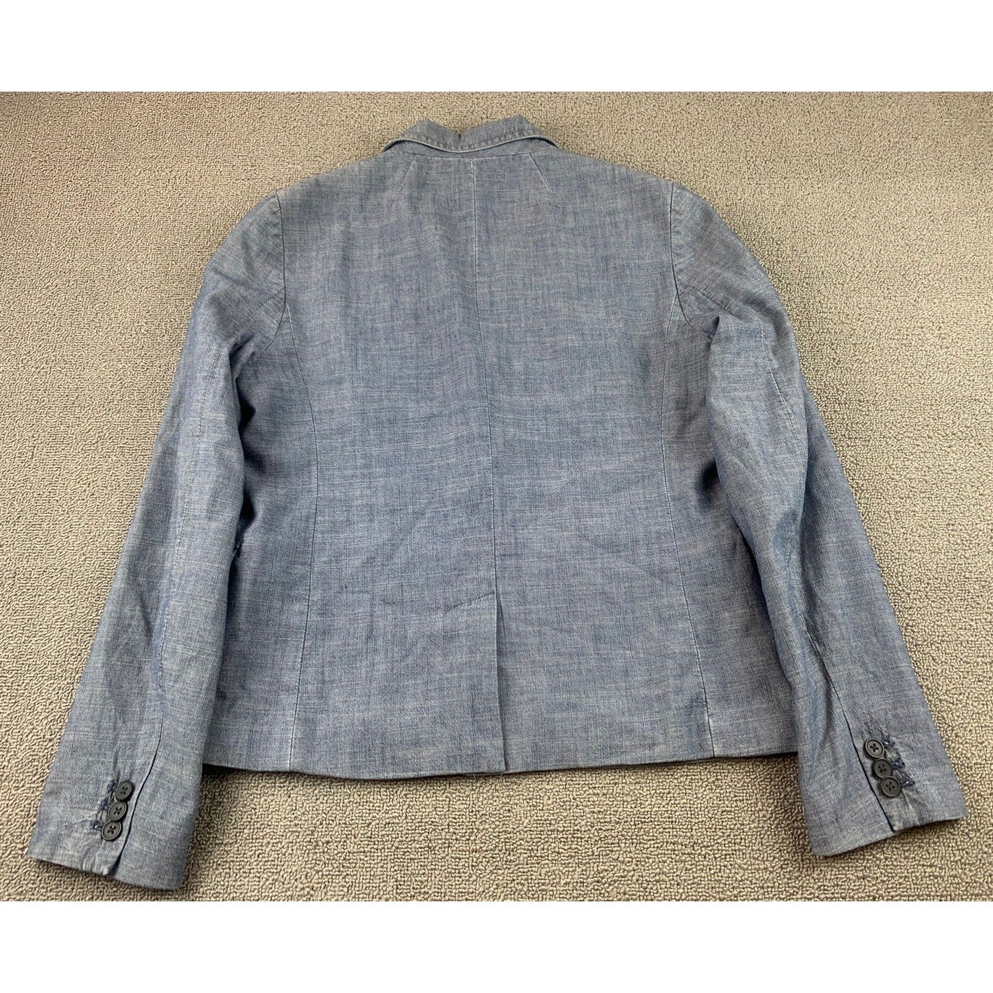 J.Crew Schoolboy Womens Jacket Size 8 Blue 100% Cotton Pockets Front Buttons